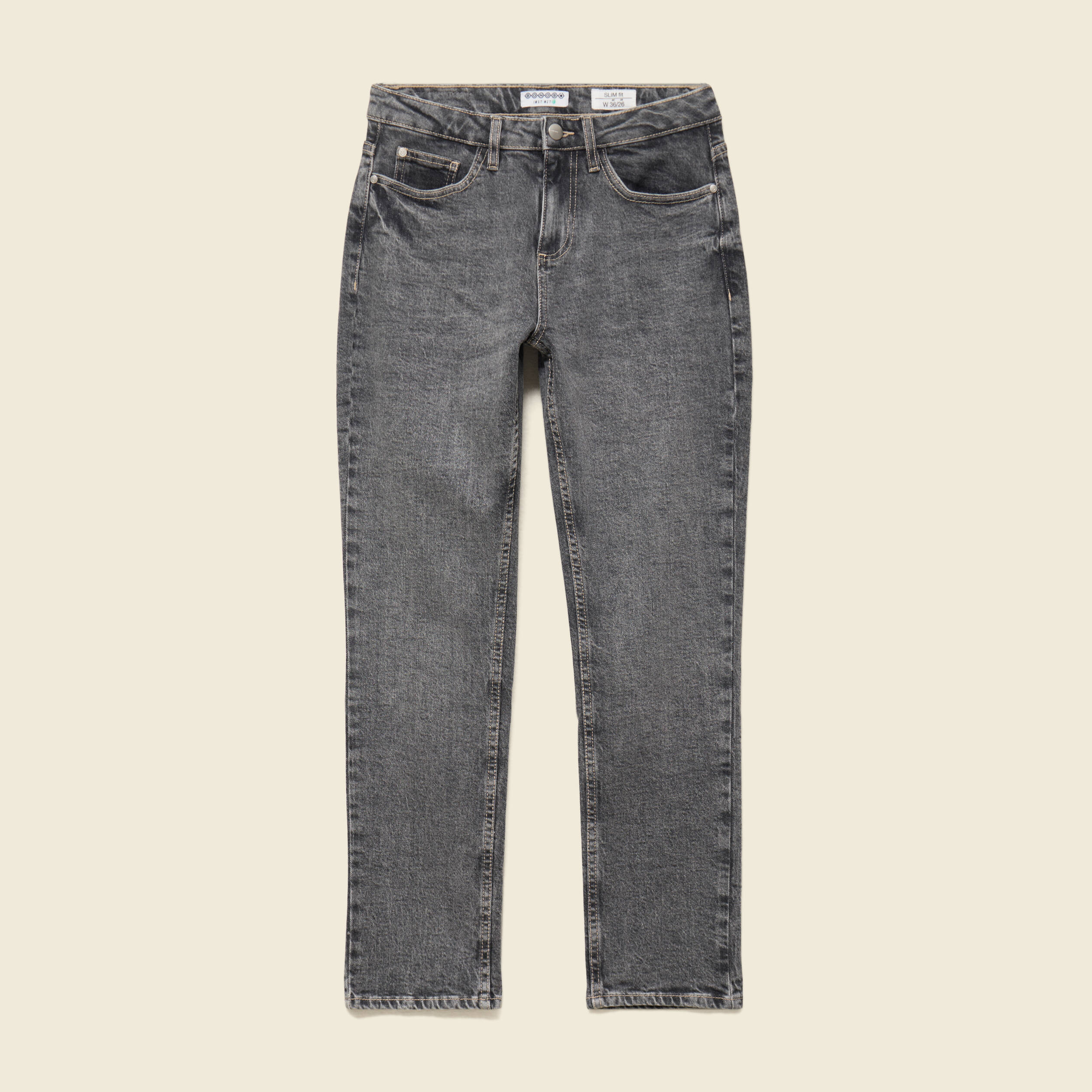 Jeans slim 7/8&egrave;me taille haute denim gris femme