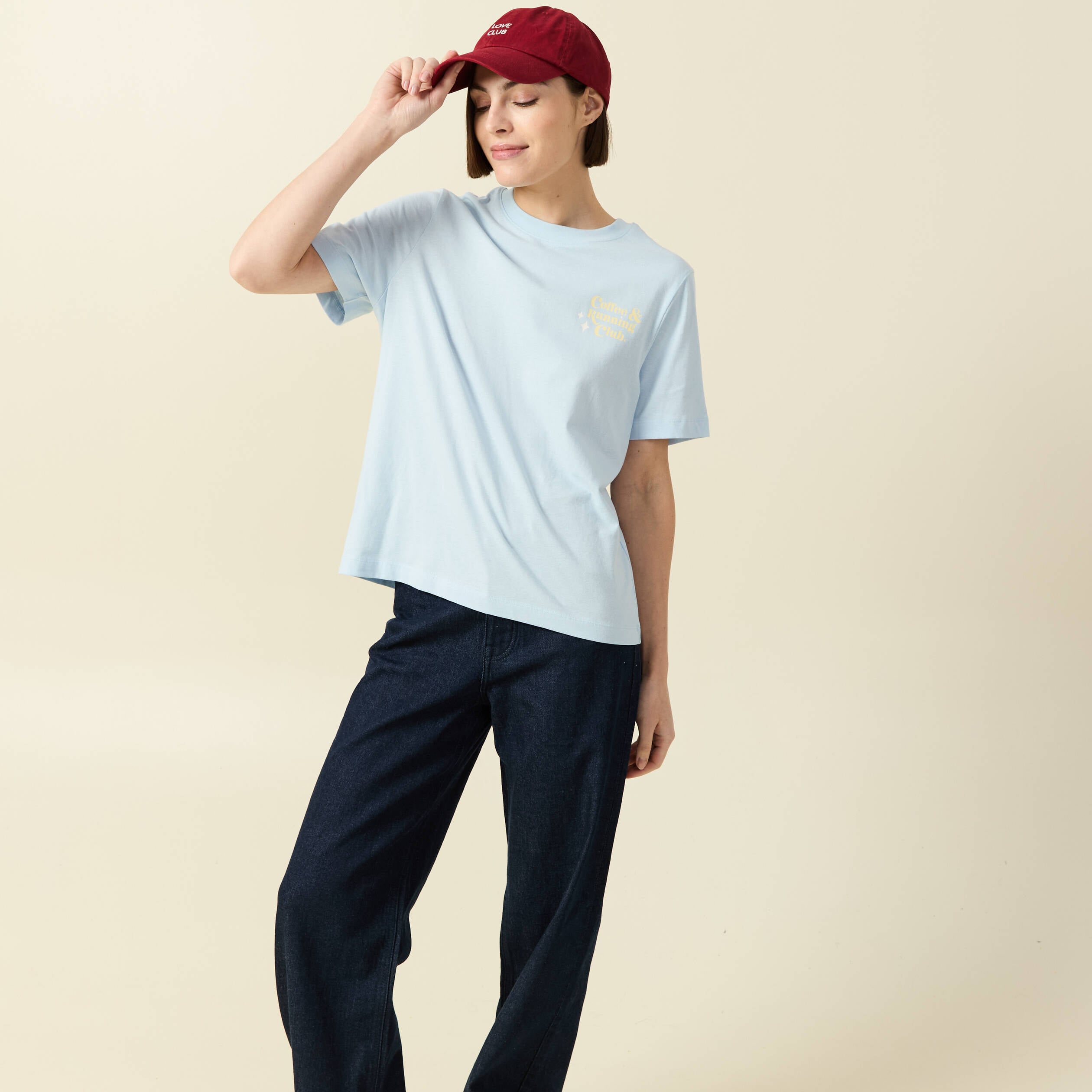 T-shirt en coton bleu clair femme