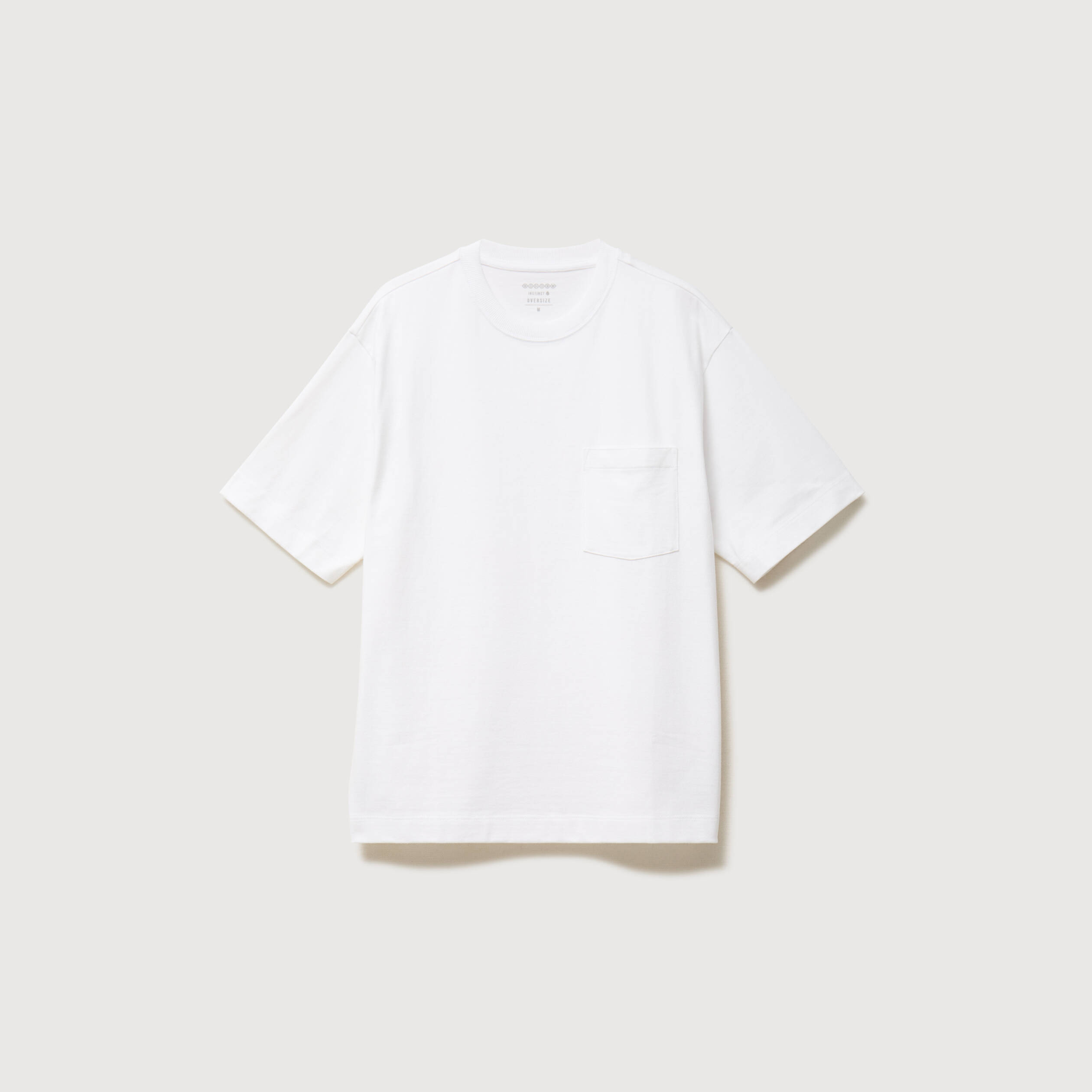 T-shirt droit en coton col ras du cou blanc homme