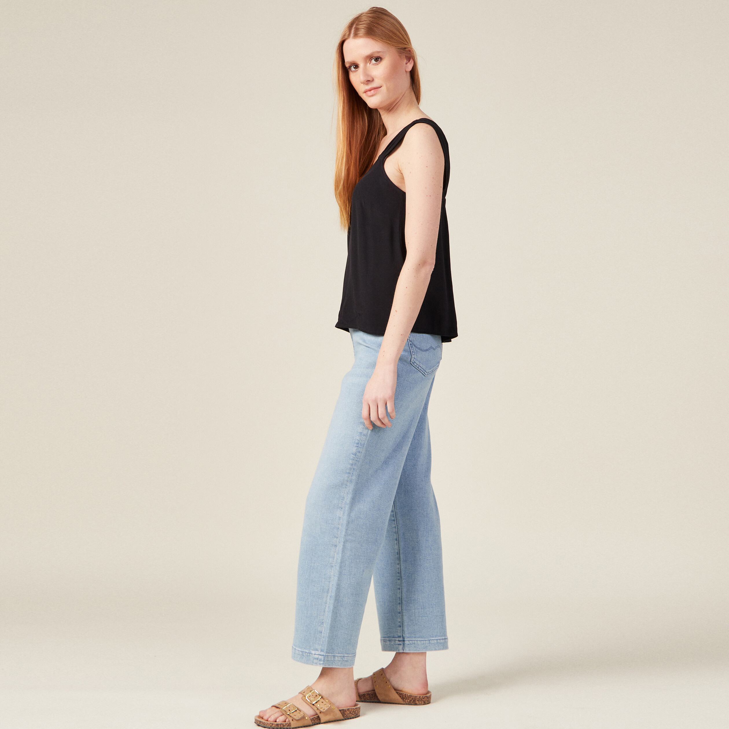 Blouse bretelles larges noir femme