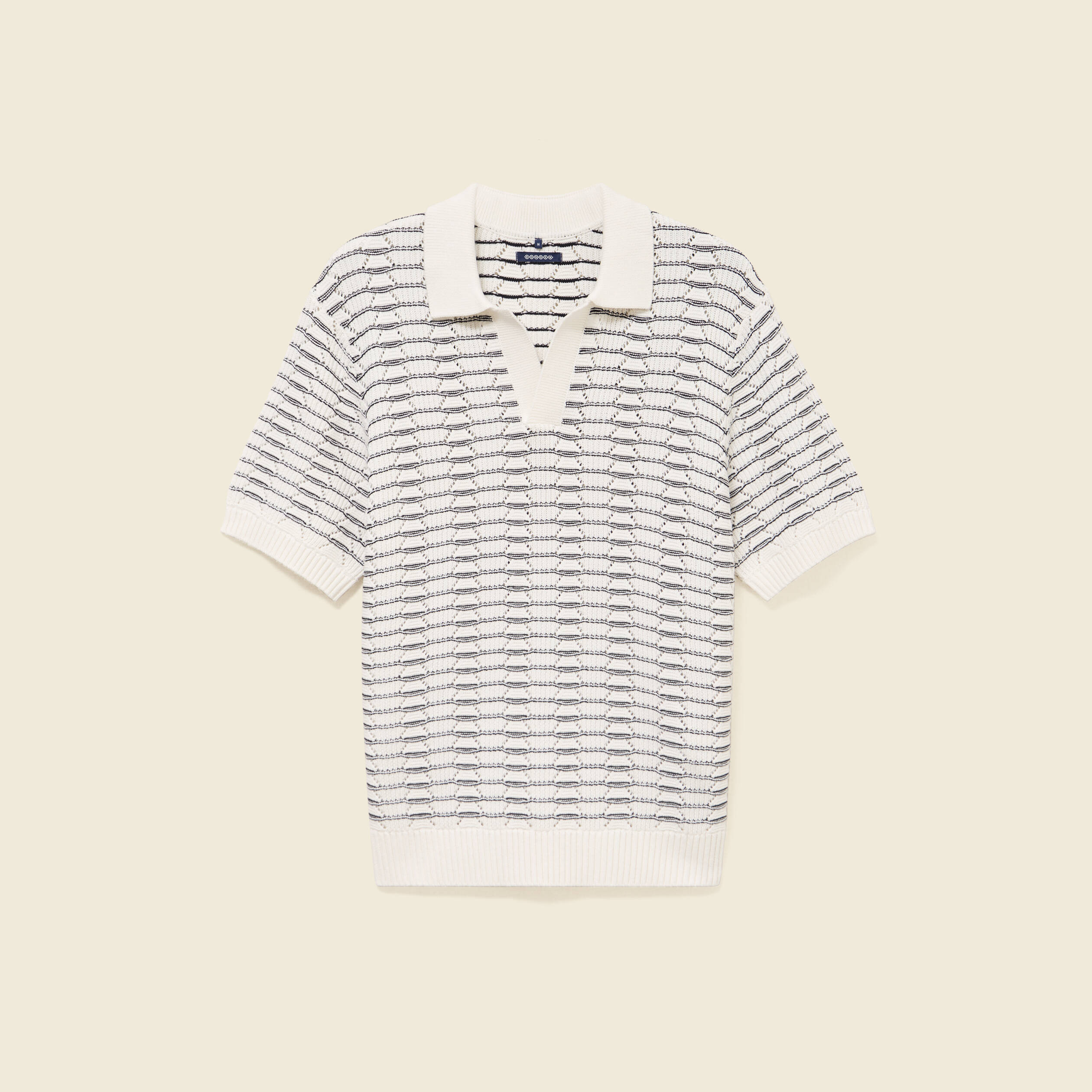 Polo ample en coton manches courtes ecru homme