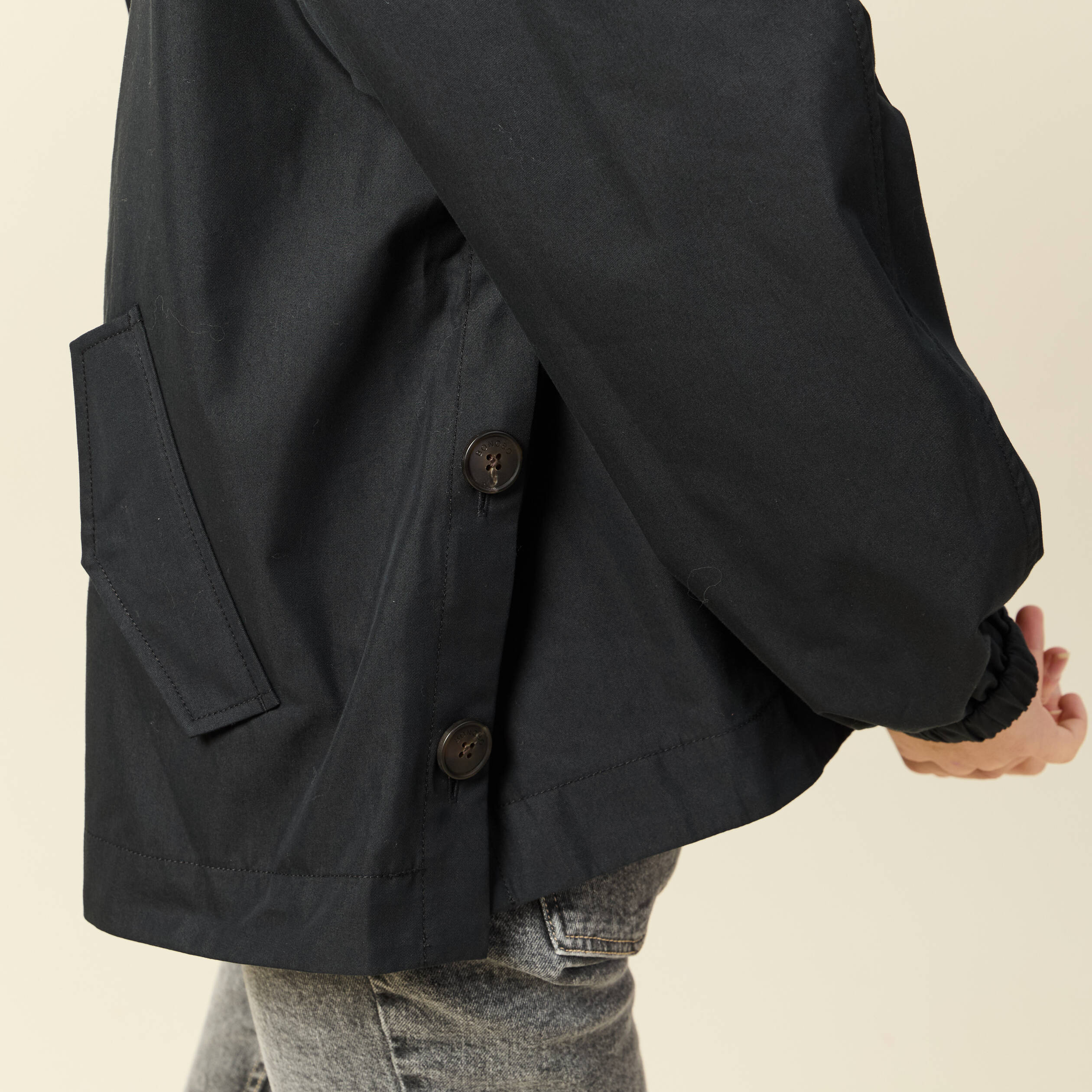 Parka oversize d&eacute;perlante &agrave; capuche noir femme