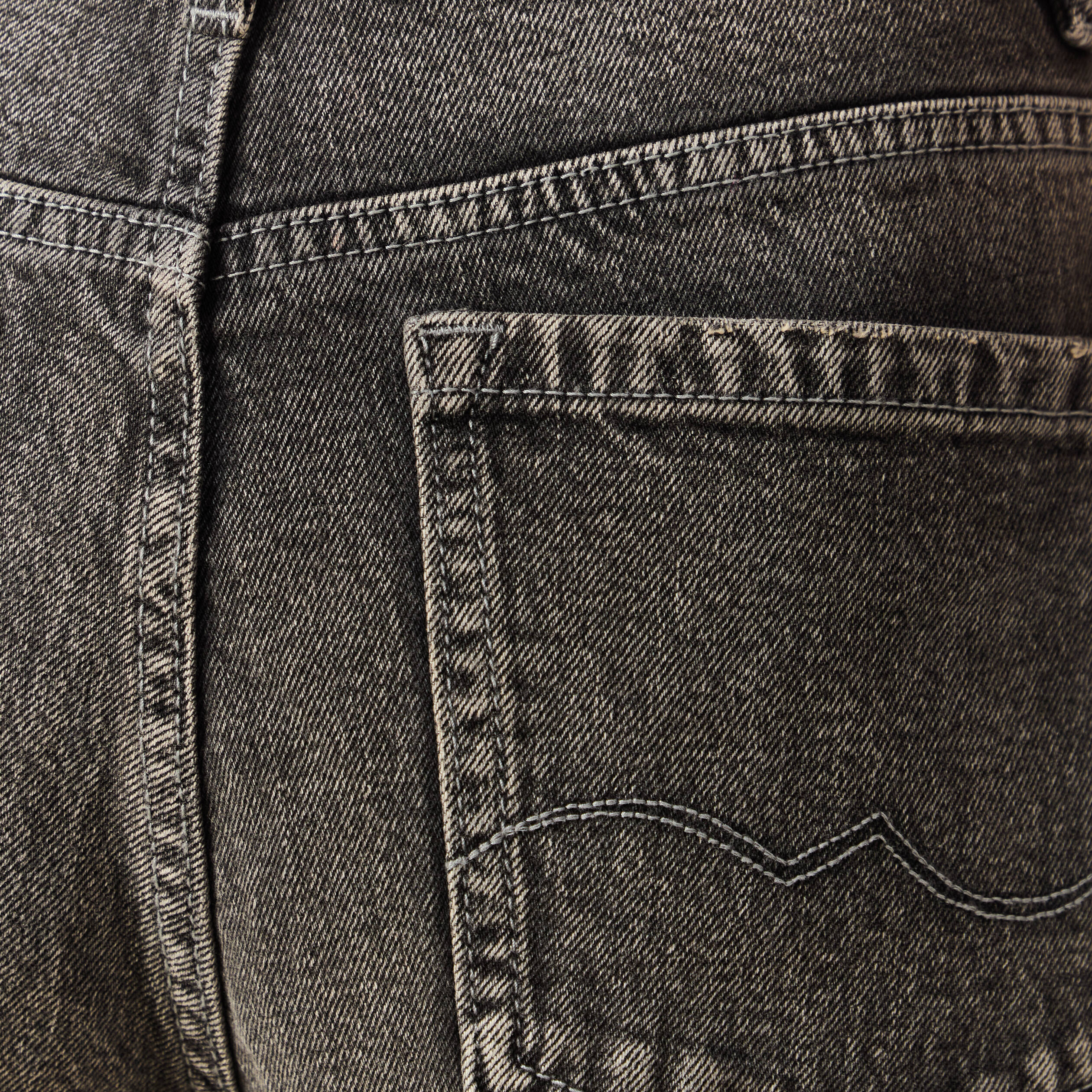 Jeans large taille haute denim snow gris femme