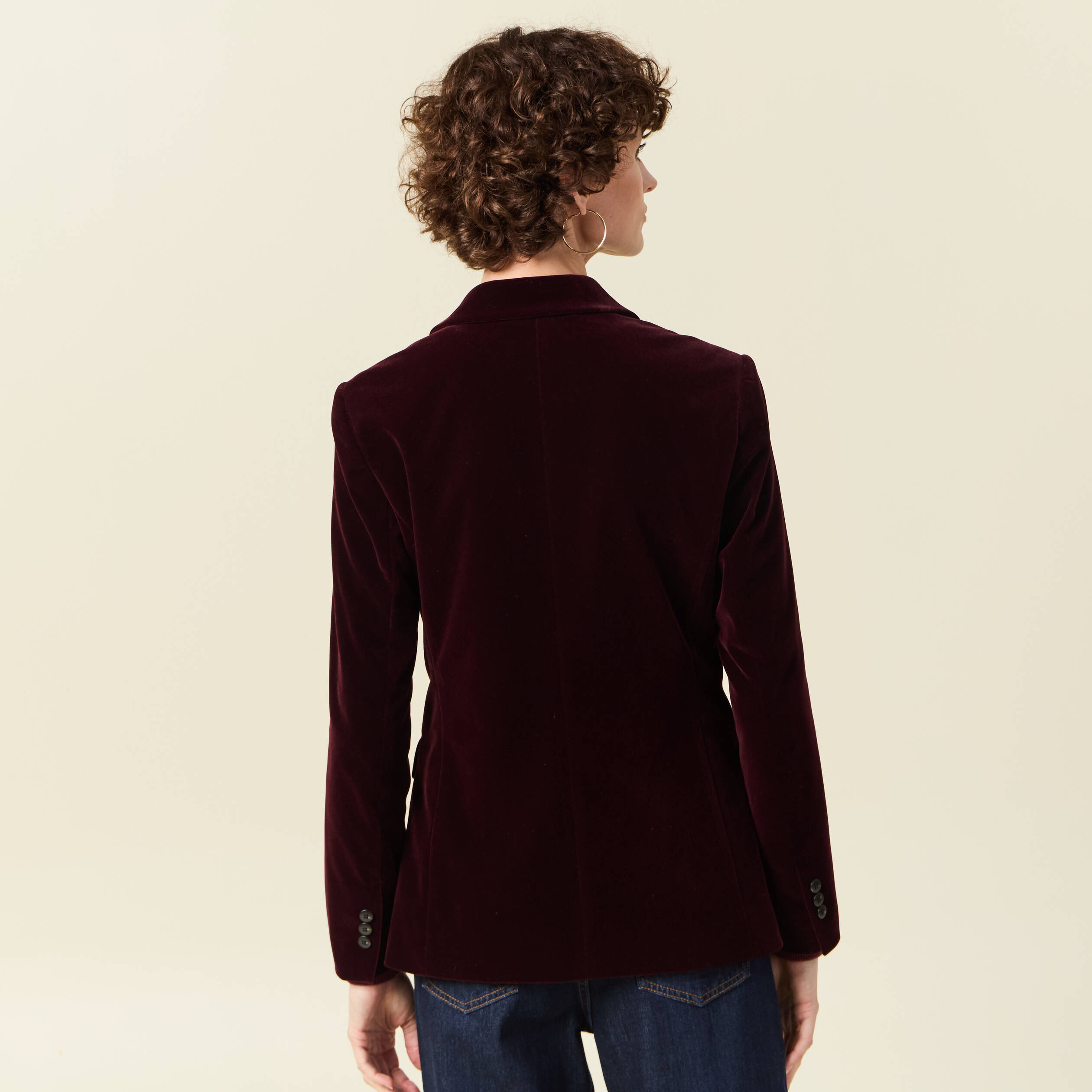Veste blazer velours bordeaux femme