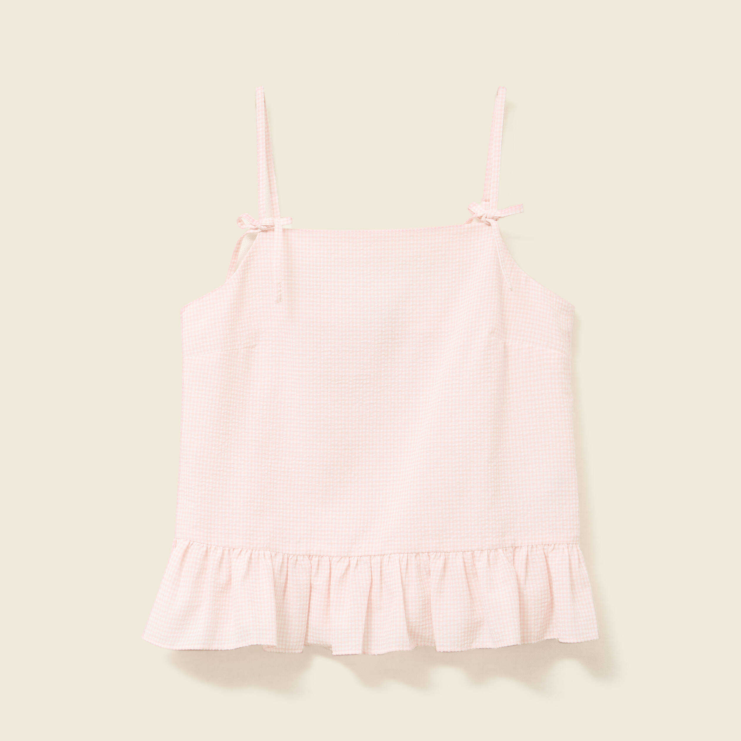 D&eacute;bardeur droit court col carr&eacute; rose clair femme