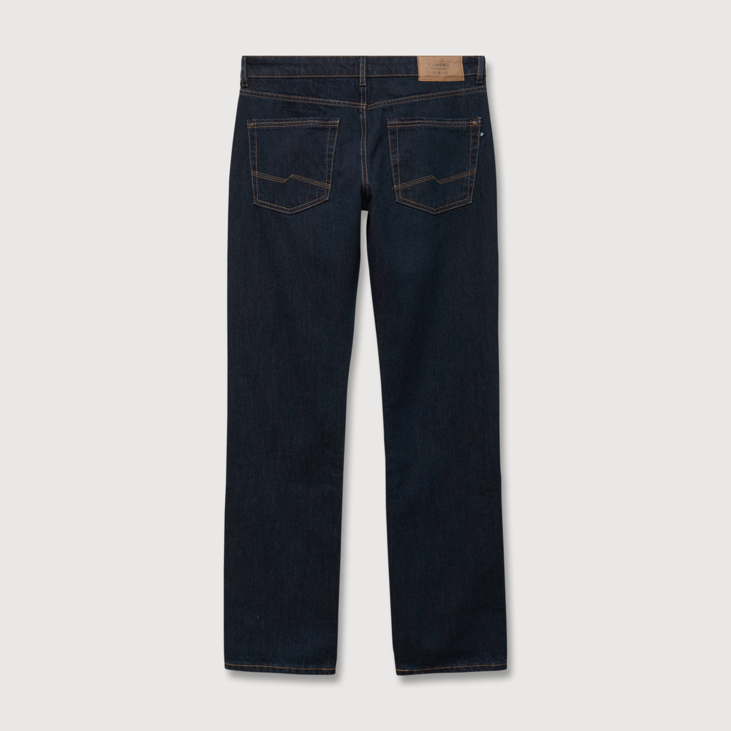 Jeans regular longueur 34 en coton denim brut rinse homme