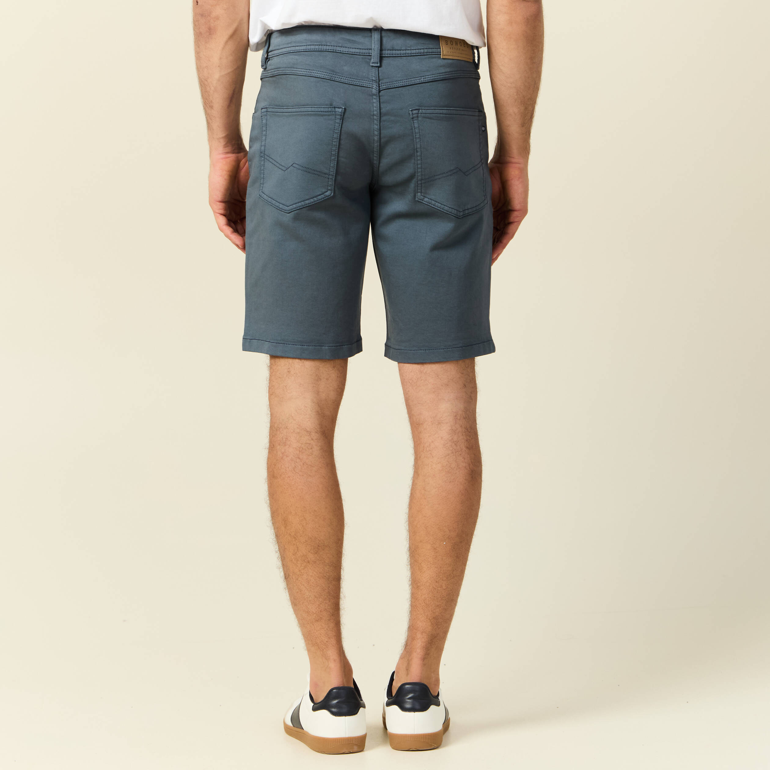Bermuda droit 5 poches vert fonc&eacute; homme