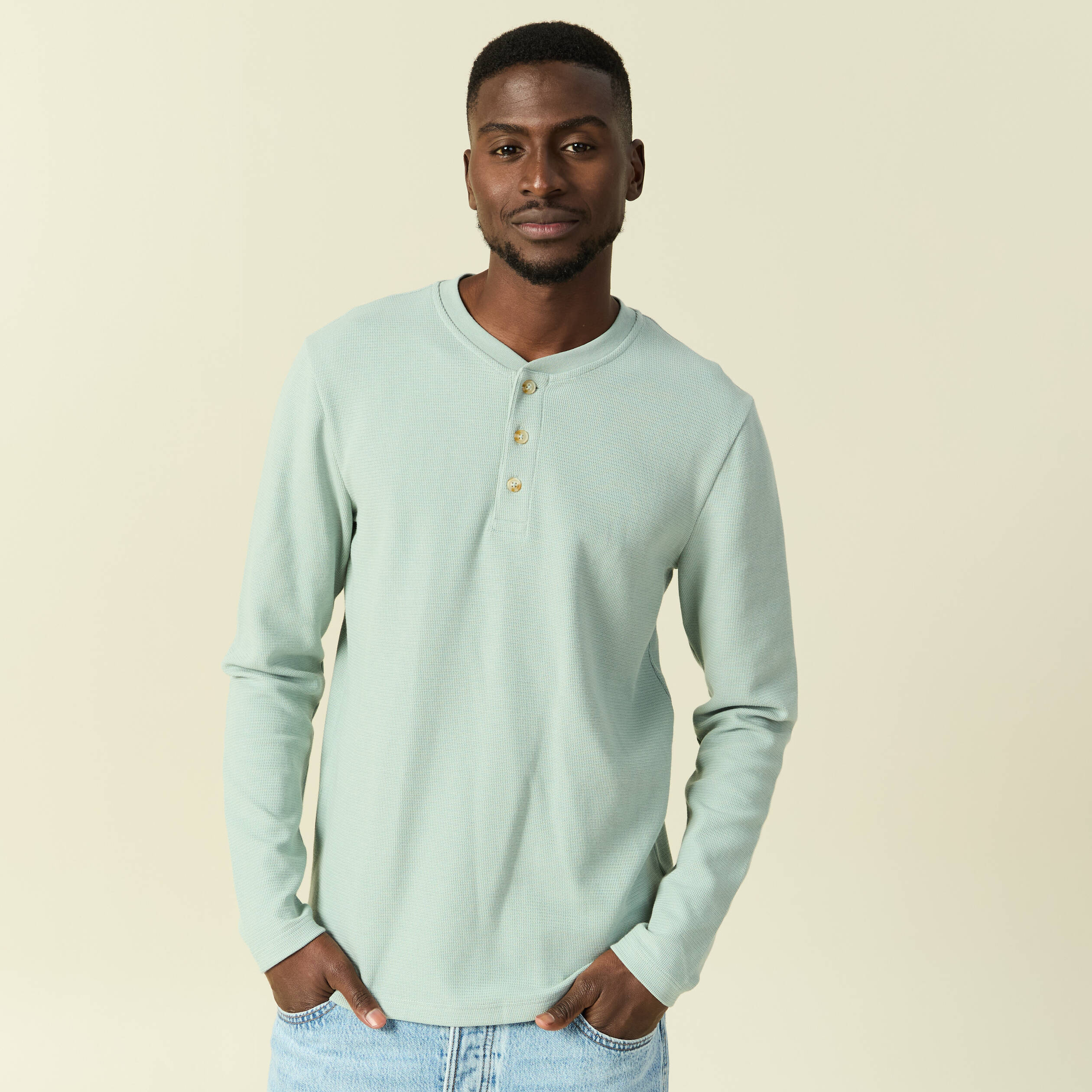 T-shirt manches longues vert pastel homme