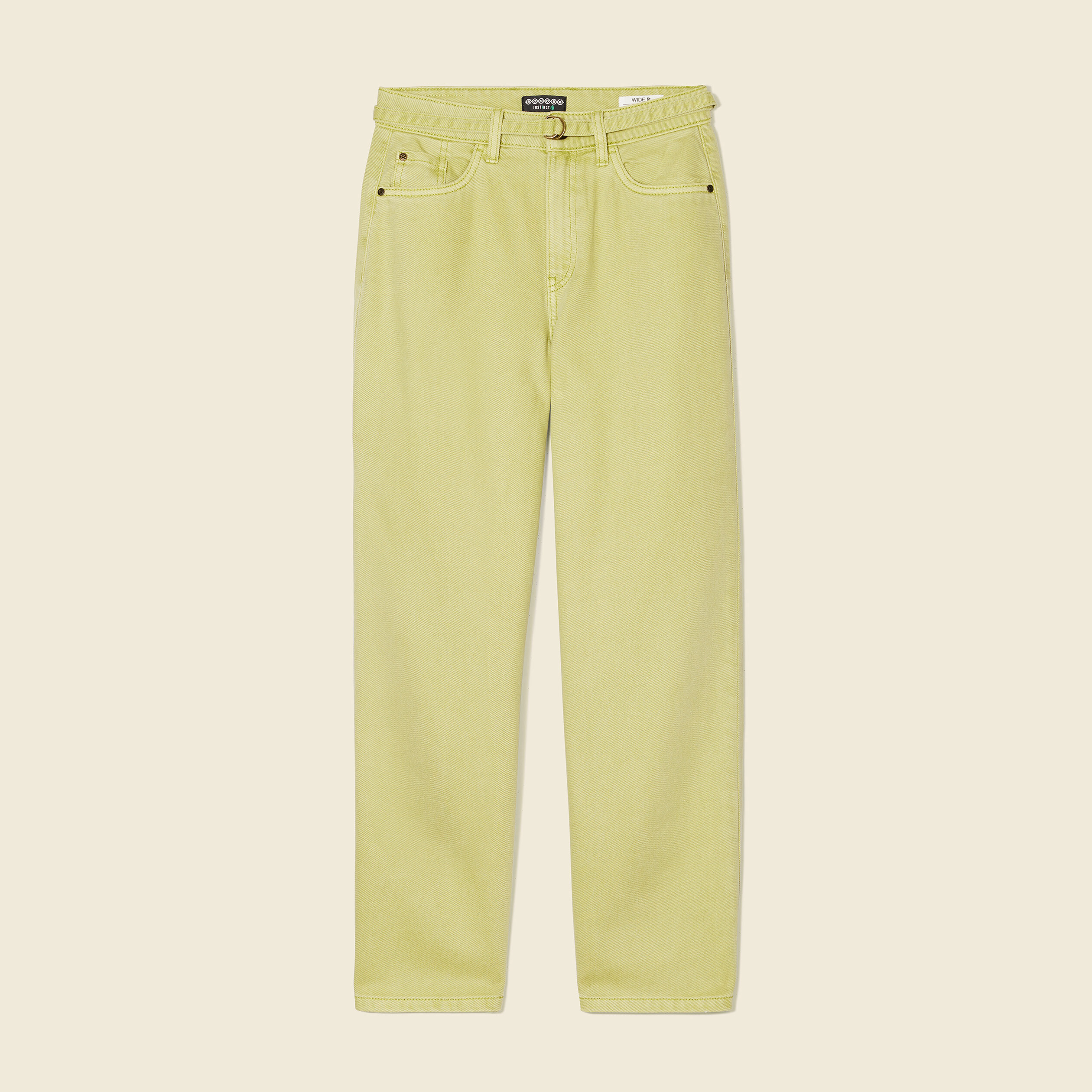 Pantalon large éco-responsable vert anis femme