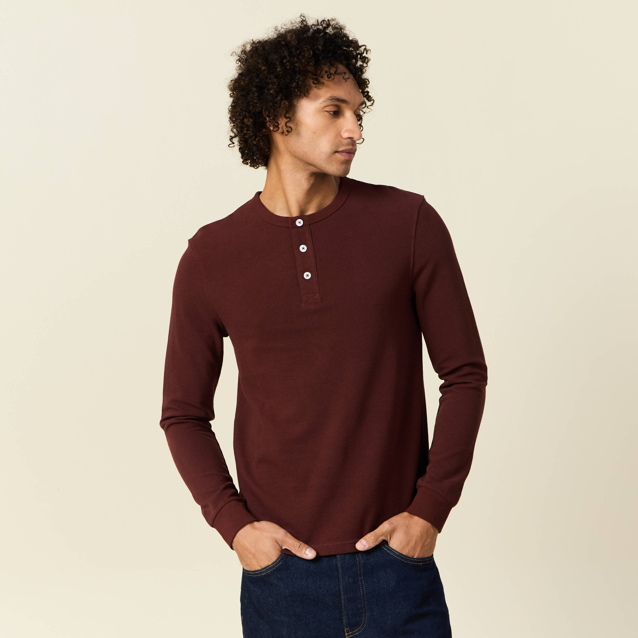 T-shirt manches longues bordeaux homme