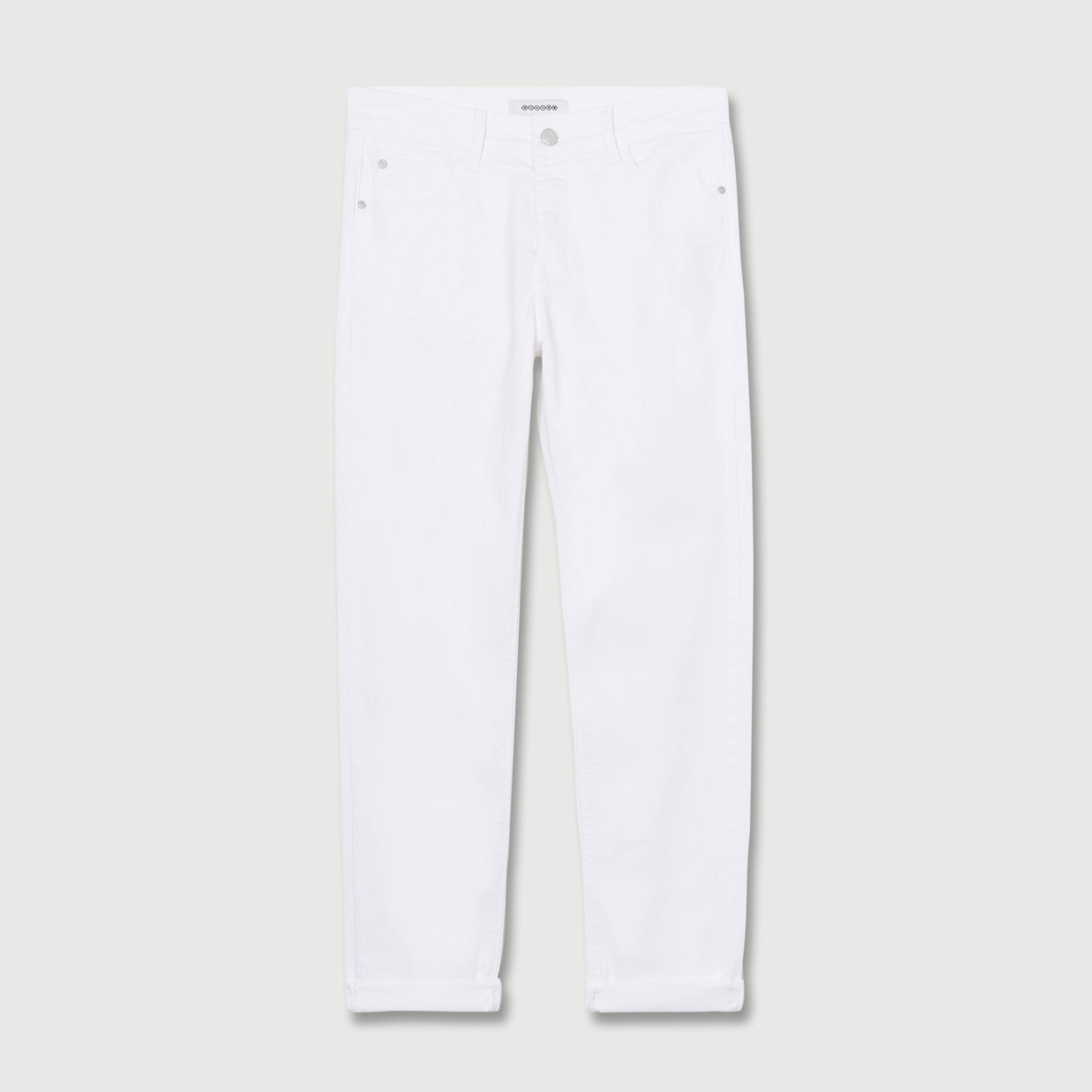 Jeans girlfriend taille haute denim blanc femme
