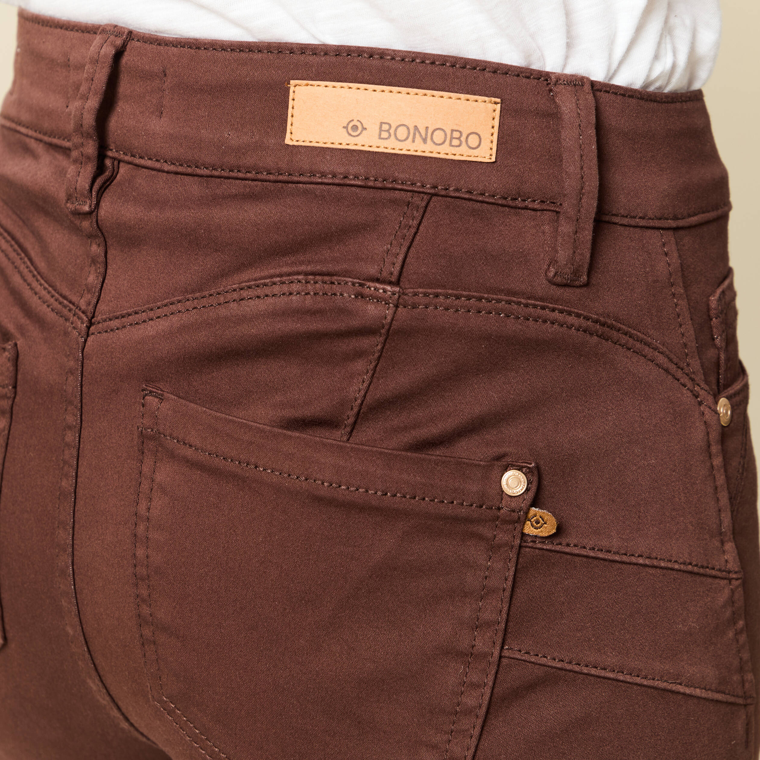 Pantalon skinny push-up taille standard marron fonc&eacute; femme