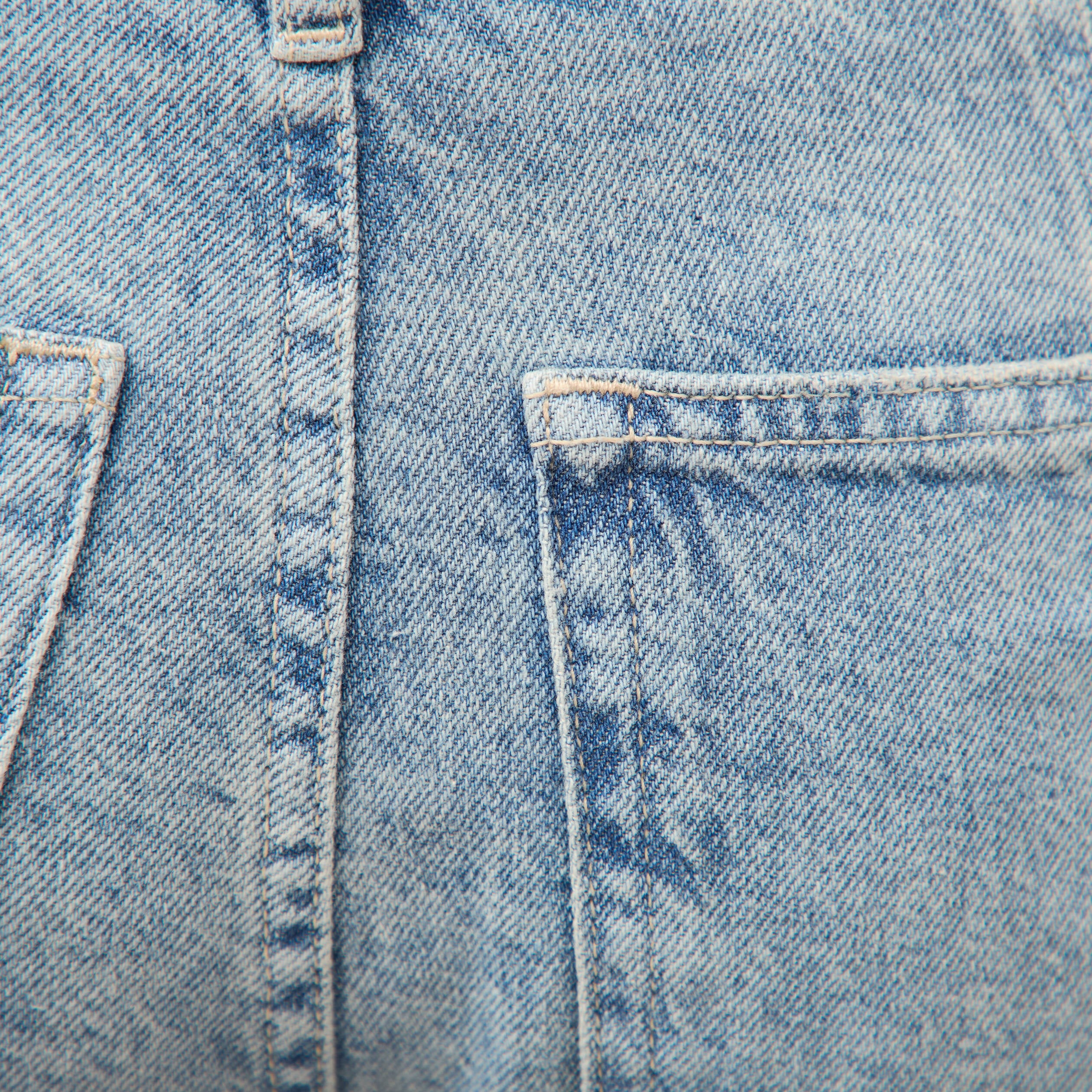 Jeans barrel taille haute 7/8&egrave;me denim bleach femme