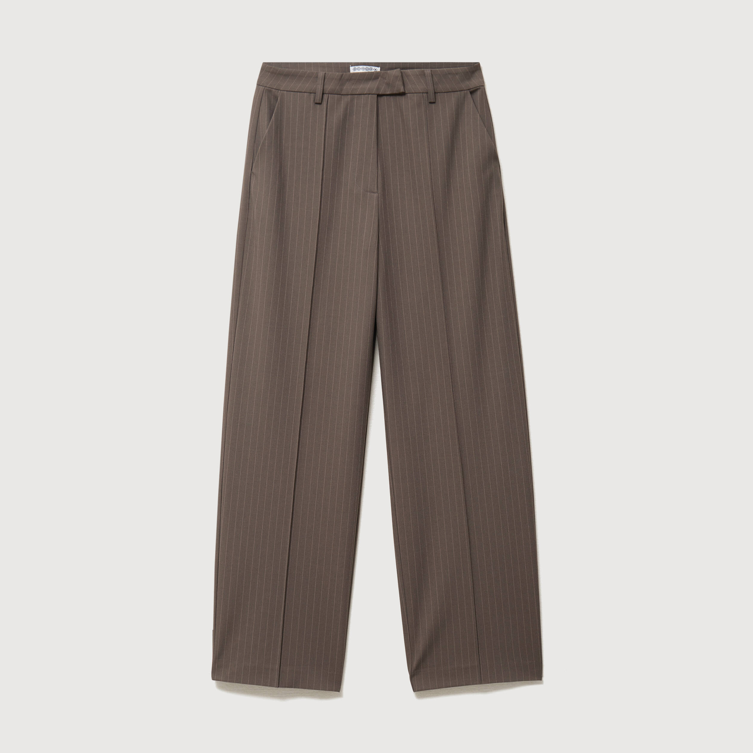 Pantalon droit taille haute taupe femme