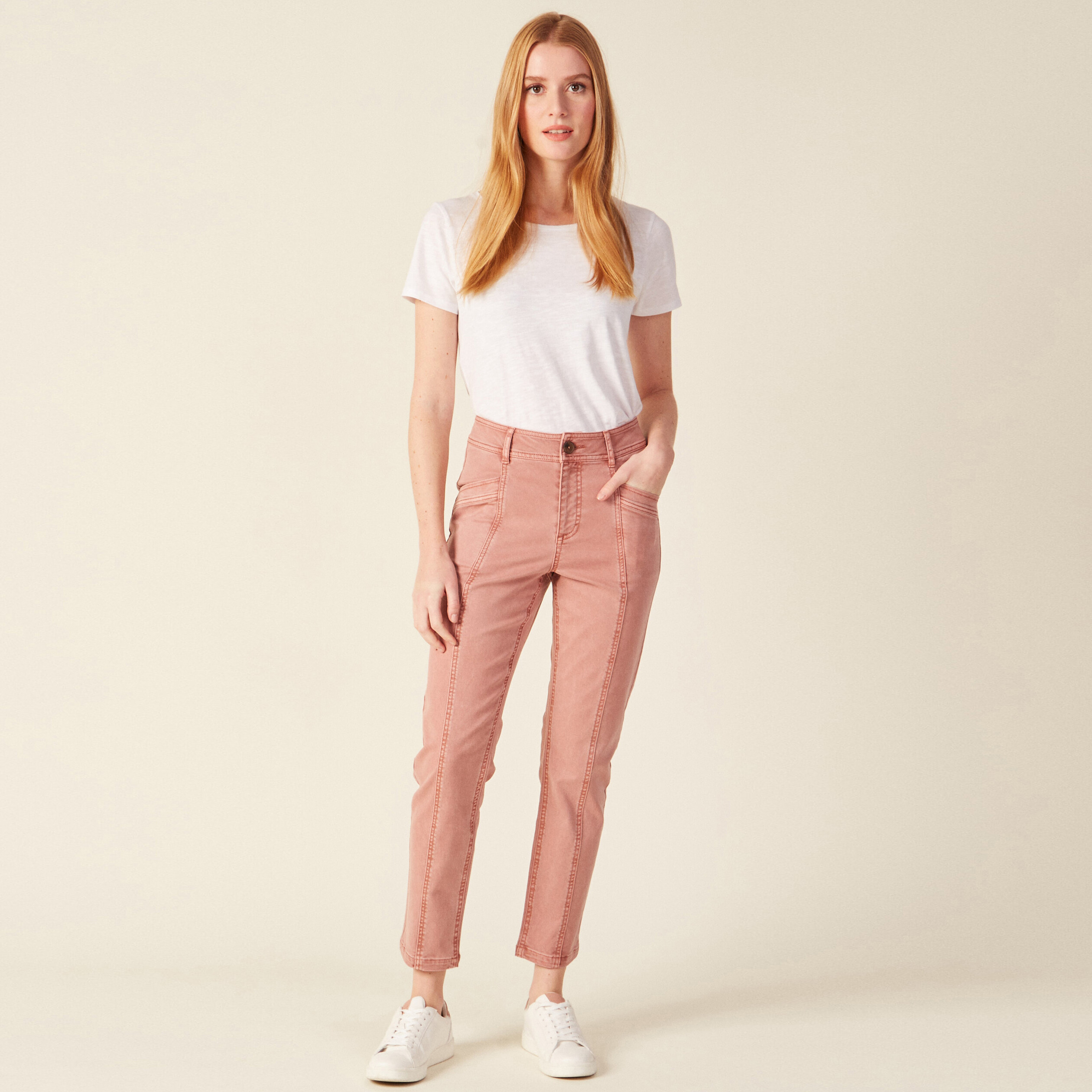 Pantalon slim rose femme