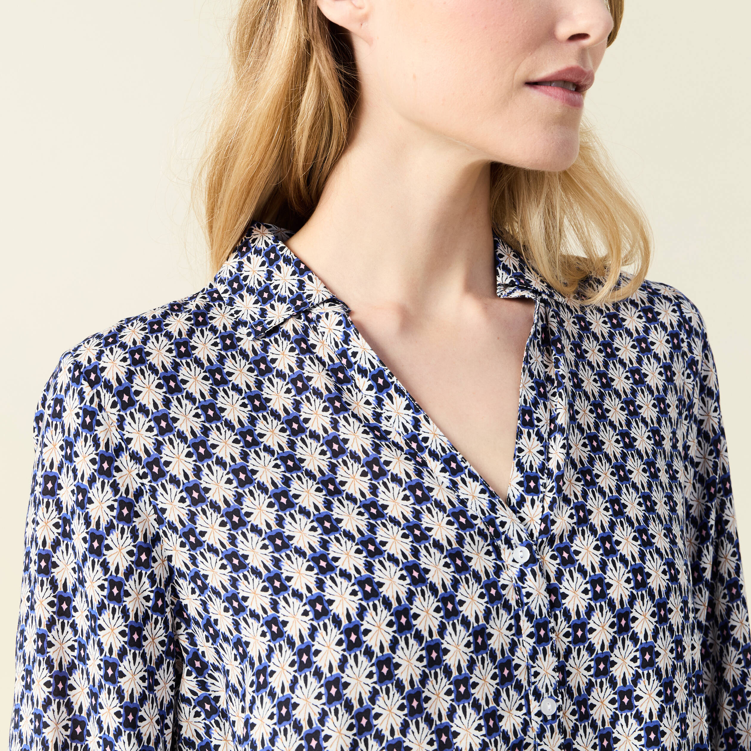 Blouse manches longues bleu femme