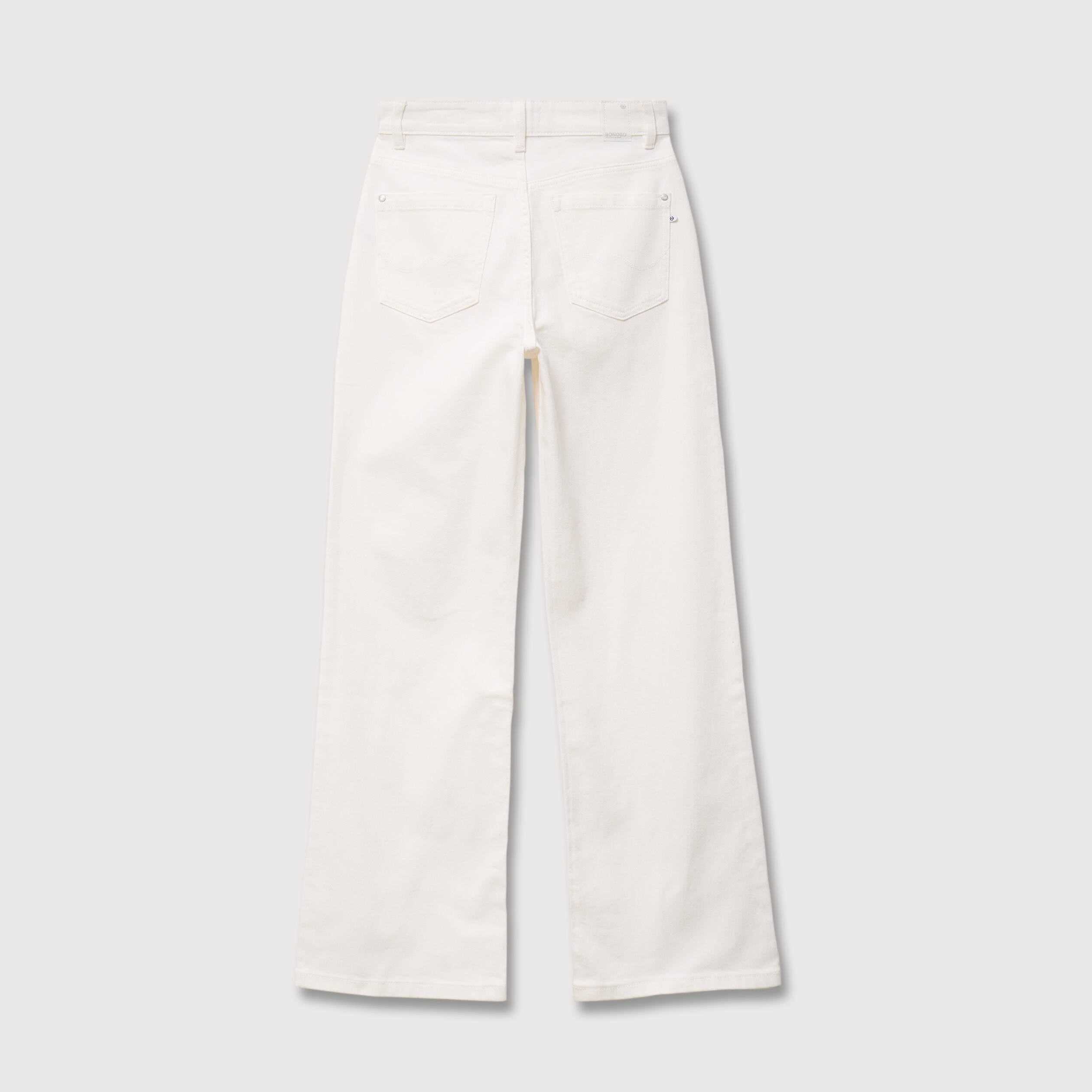 Jeans large taille haute denim blanc femme
