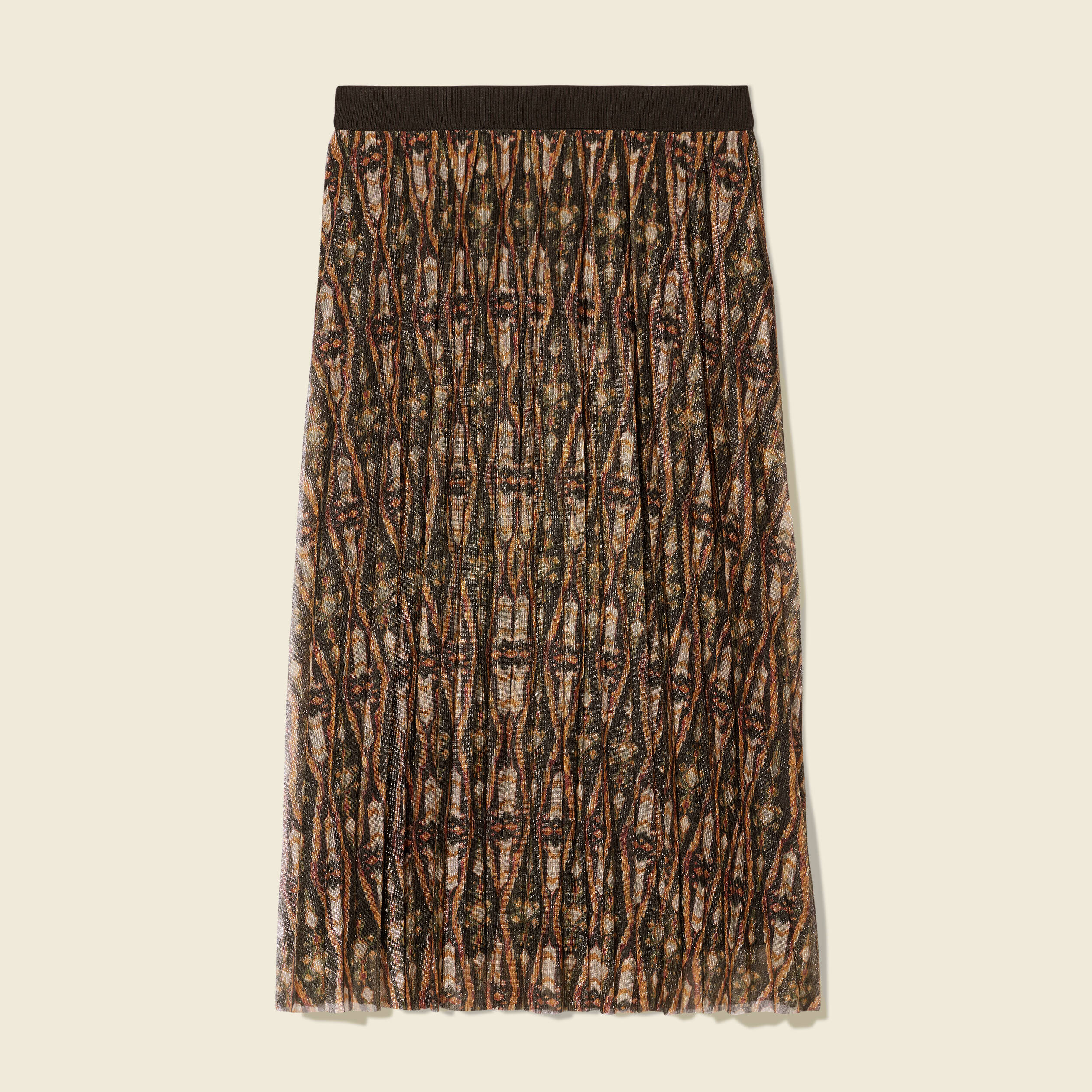 jupe longue evasee plissee camel femme Jupe longue évasée plissée camel femme