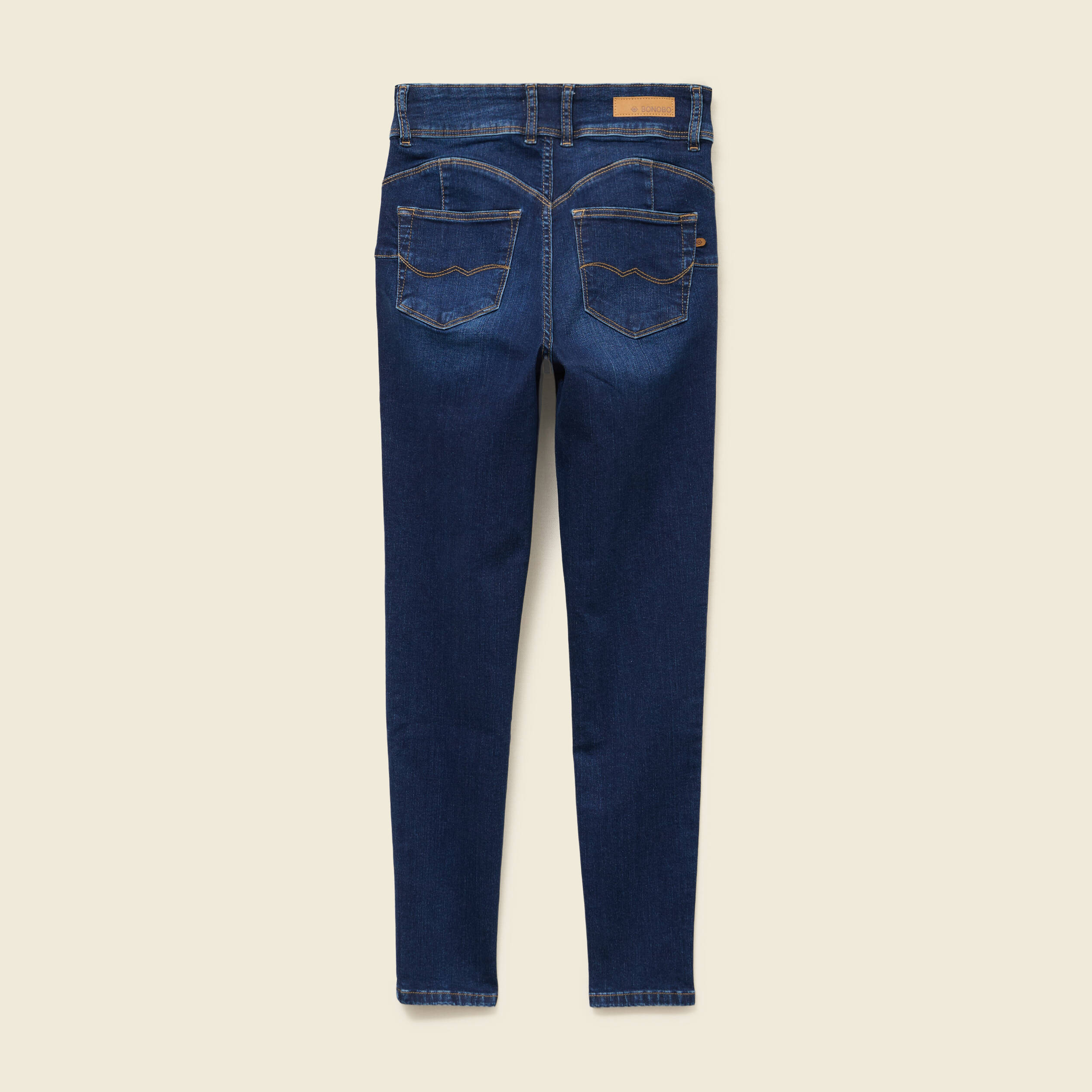 Jeans skinny 7/8&egrave;me taille haute denim brut femme