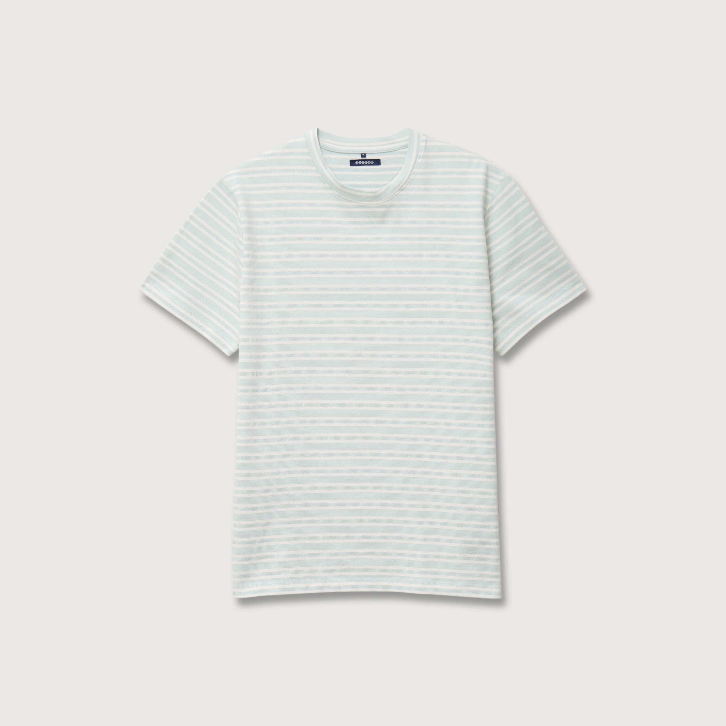 T-shirt ray&eacute; col rond manches courtes bleu gris homme