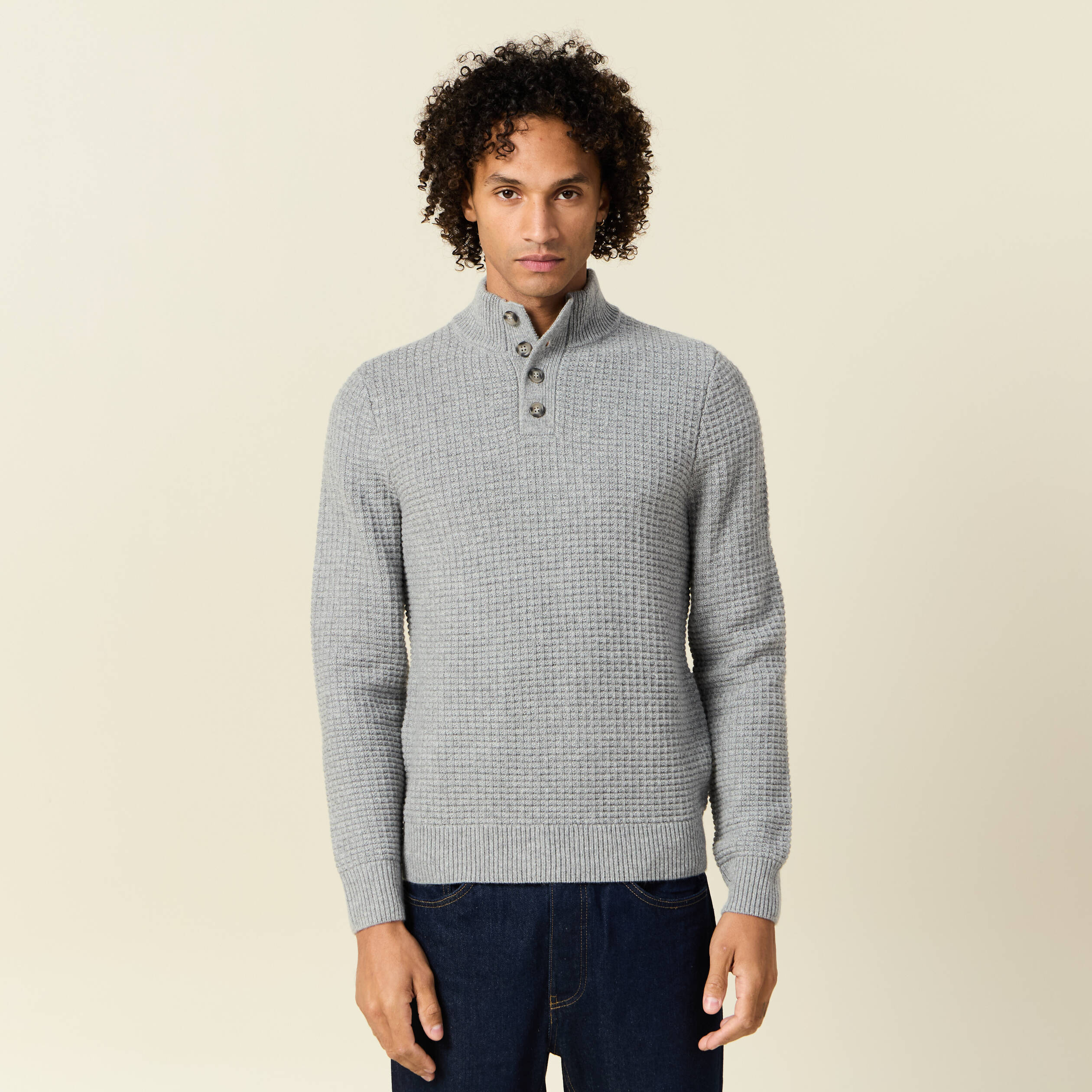 Pull manches longues gris homme