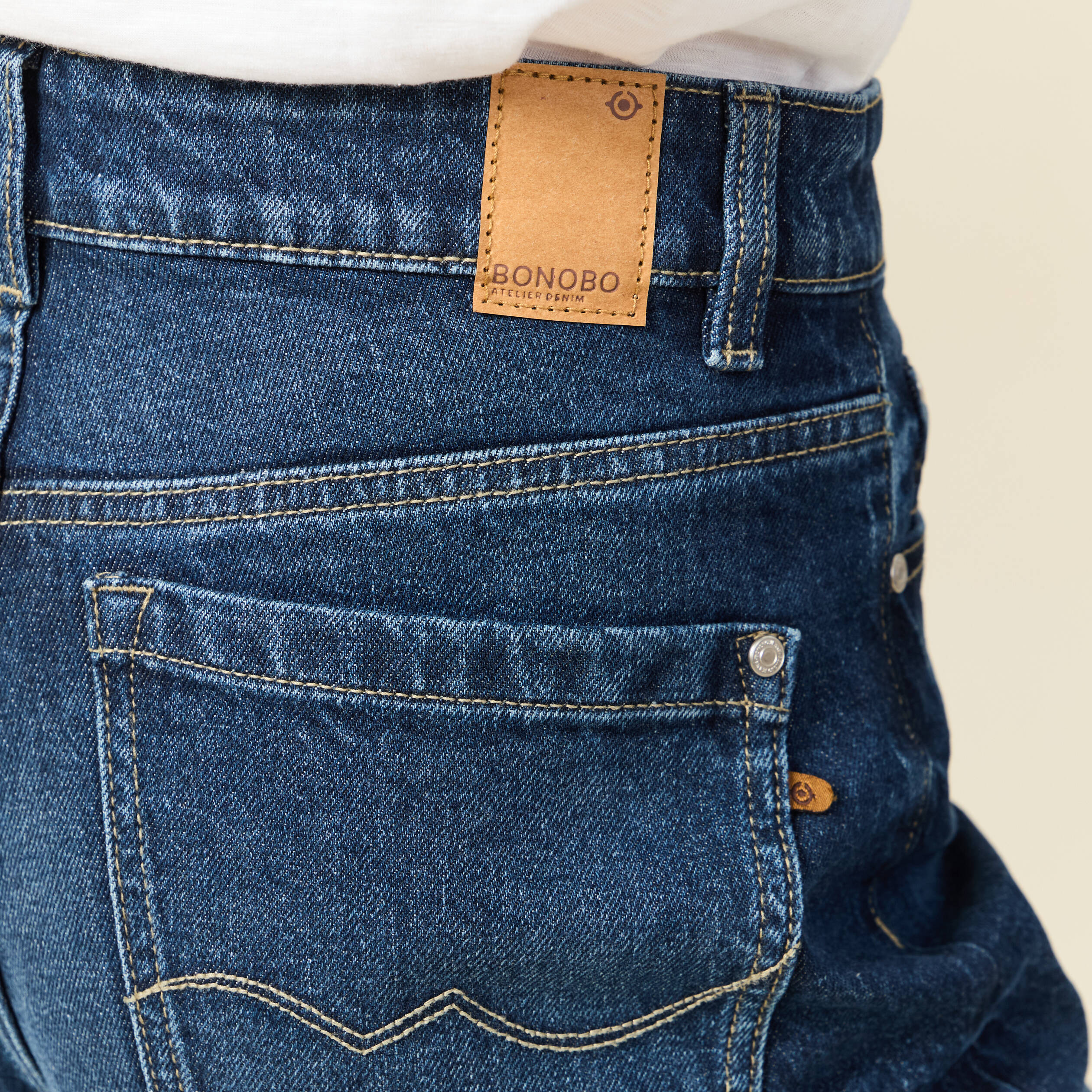 Jeans large taille haute denim brut femme