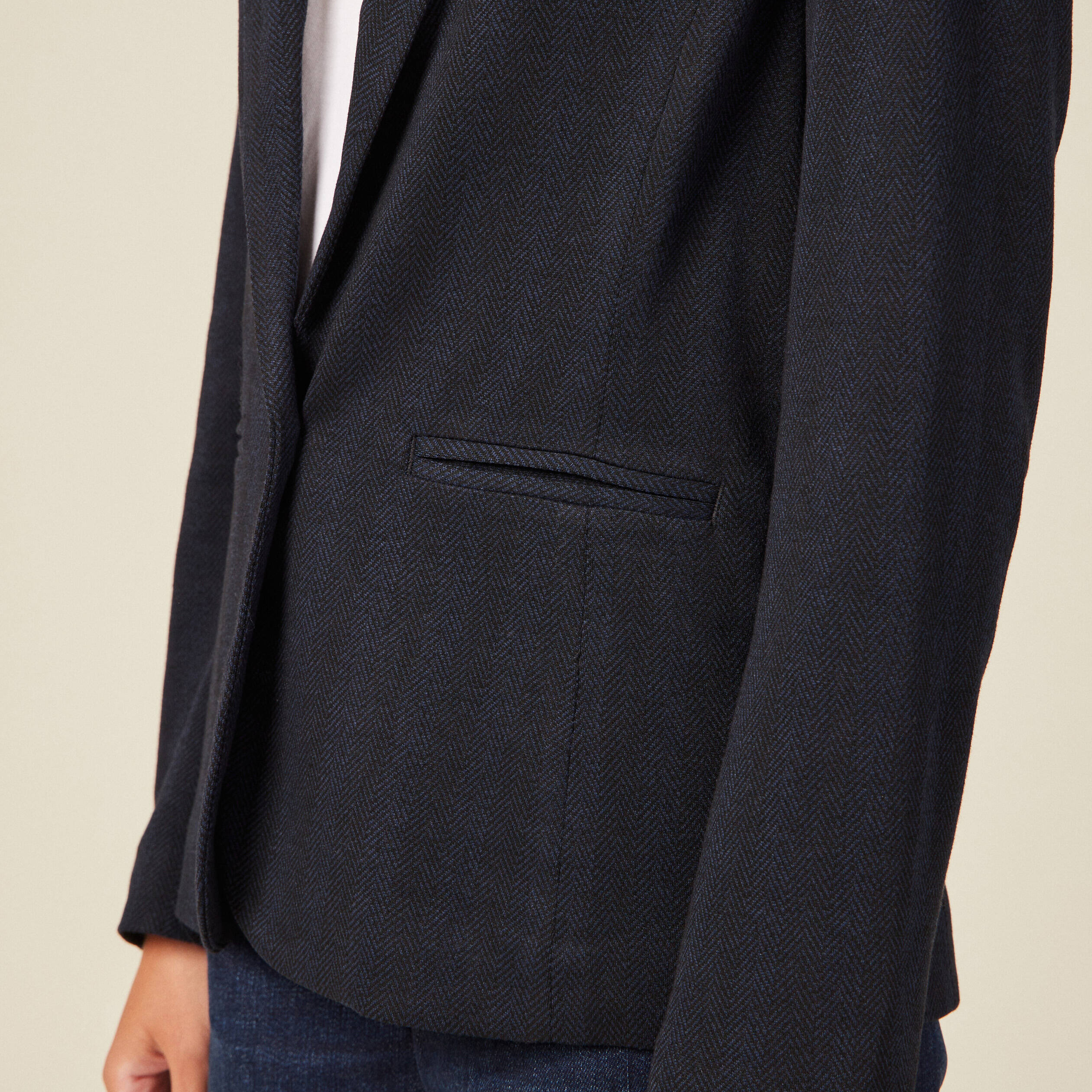 Veste blazer droite bleu marine femme