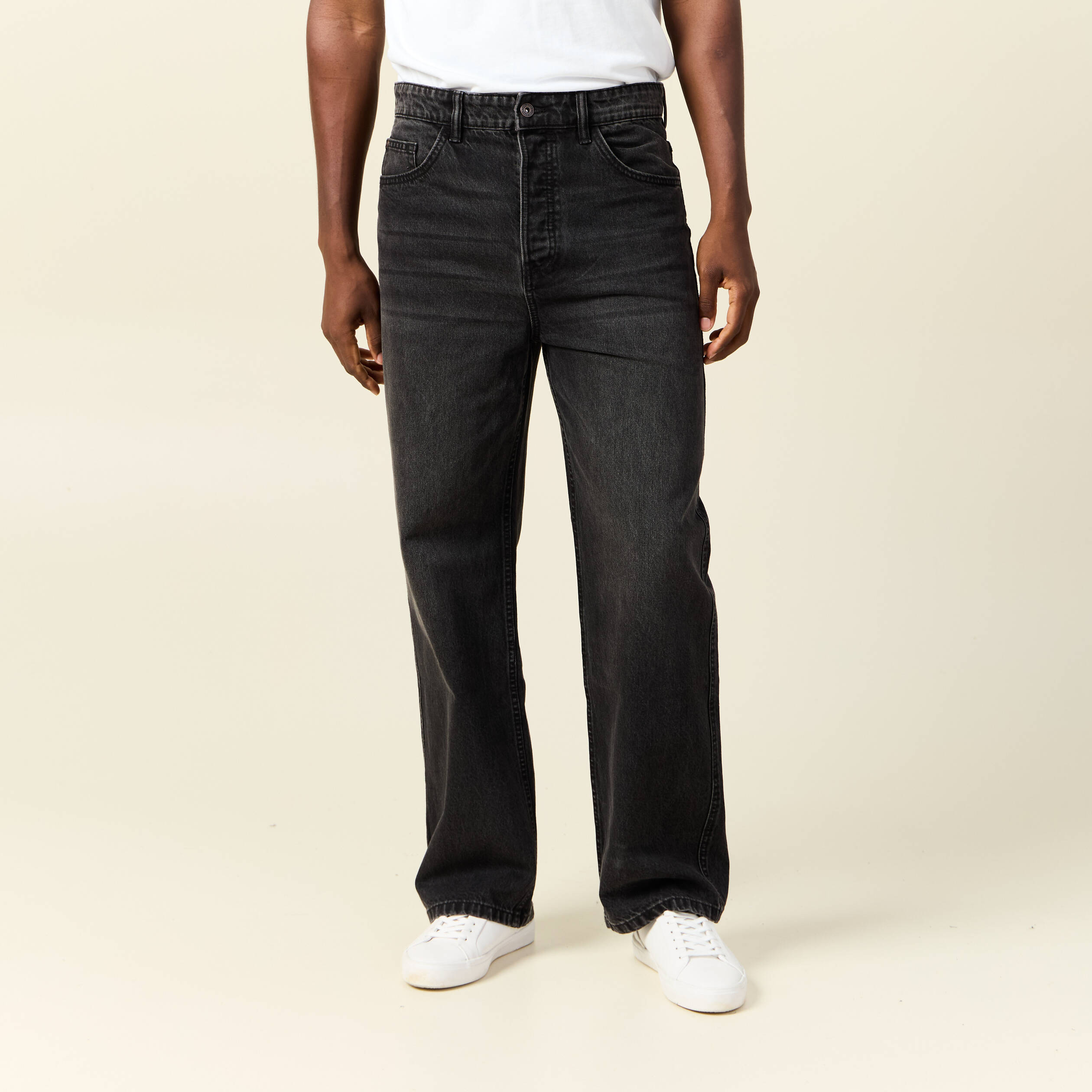 jeans loose 5 poches denim noir homme Jeans loose 5 poches denim noir homme