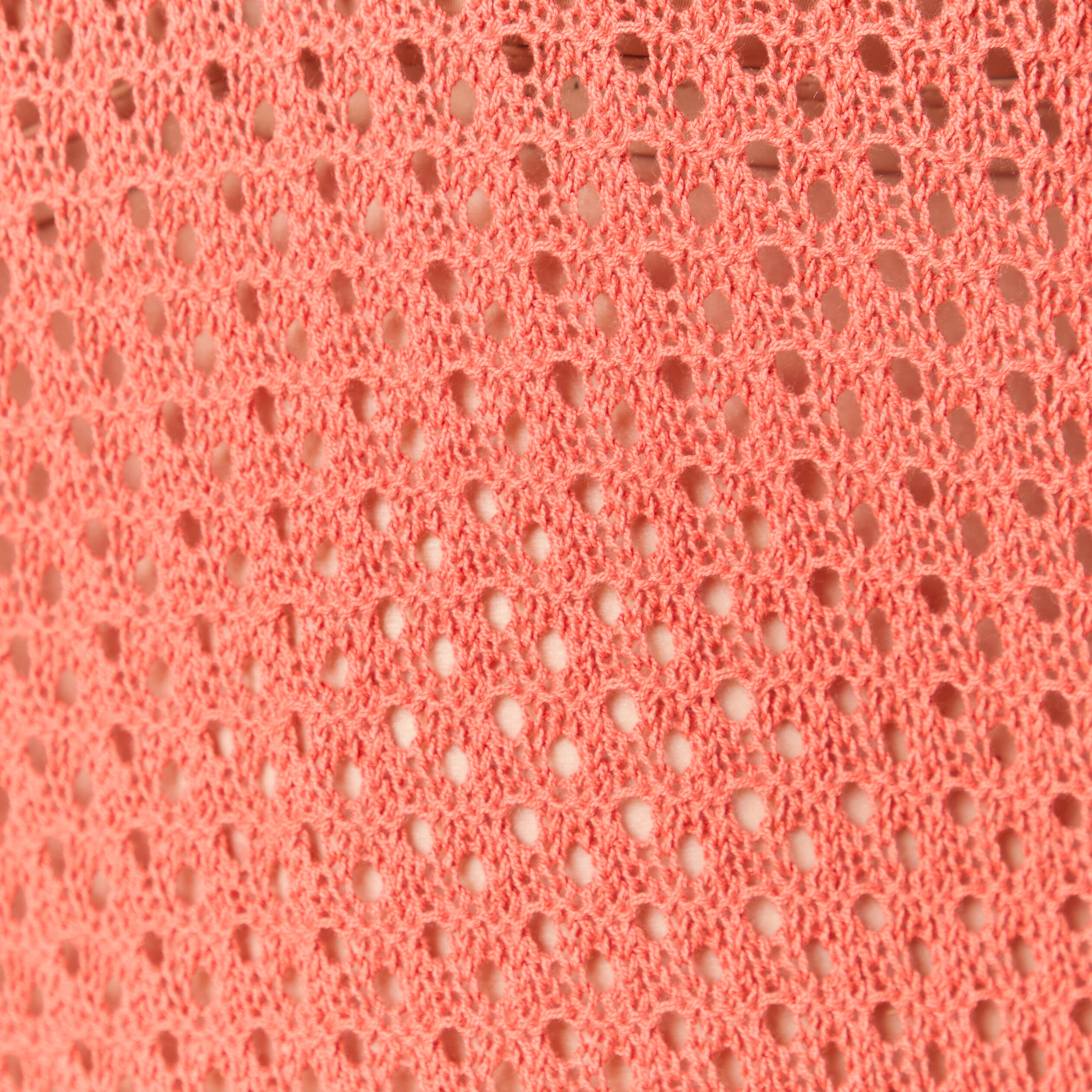 Pull ajour&eacute; col v manches 3/4 rouge fonc&eacute; femme