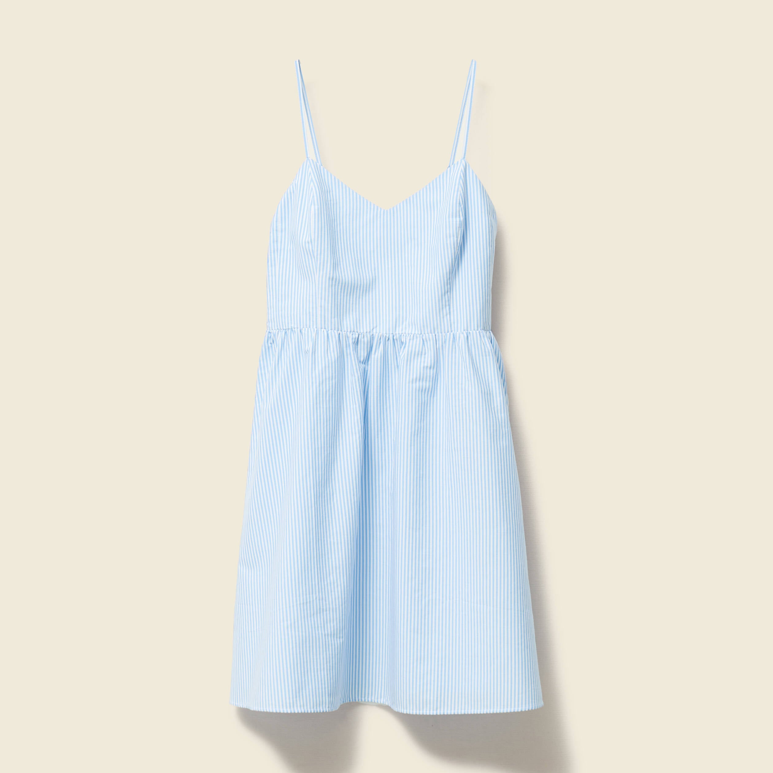Robe &eacute;vas&eacute;e col V sans manches en coton bleu femme
