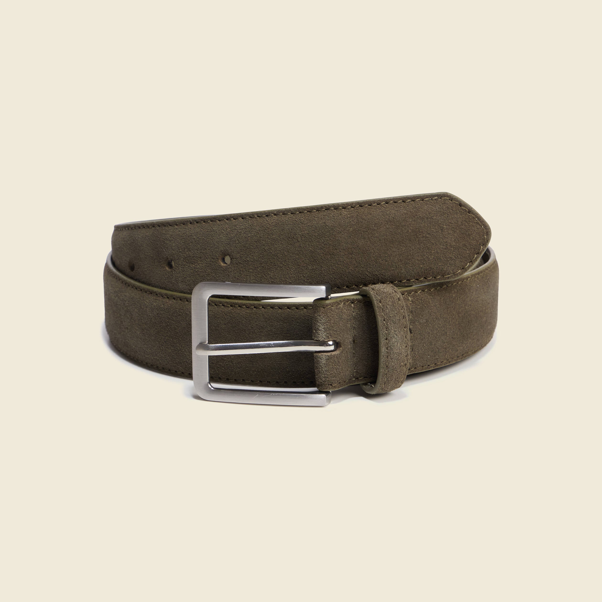 Ceinture large en cuir taupe homme