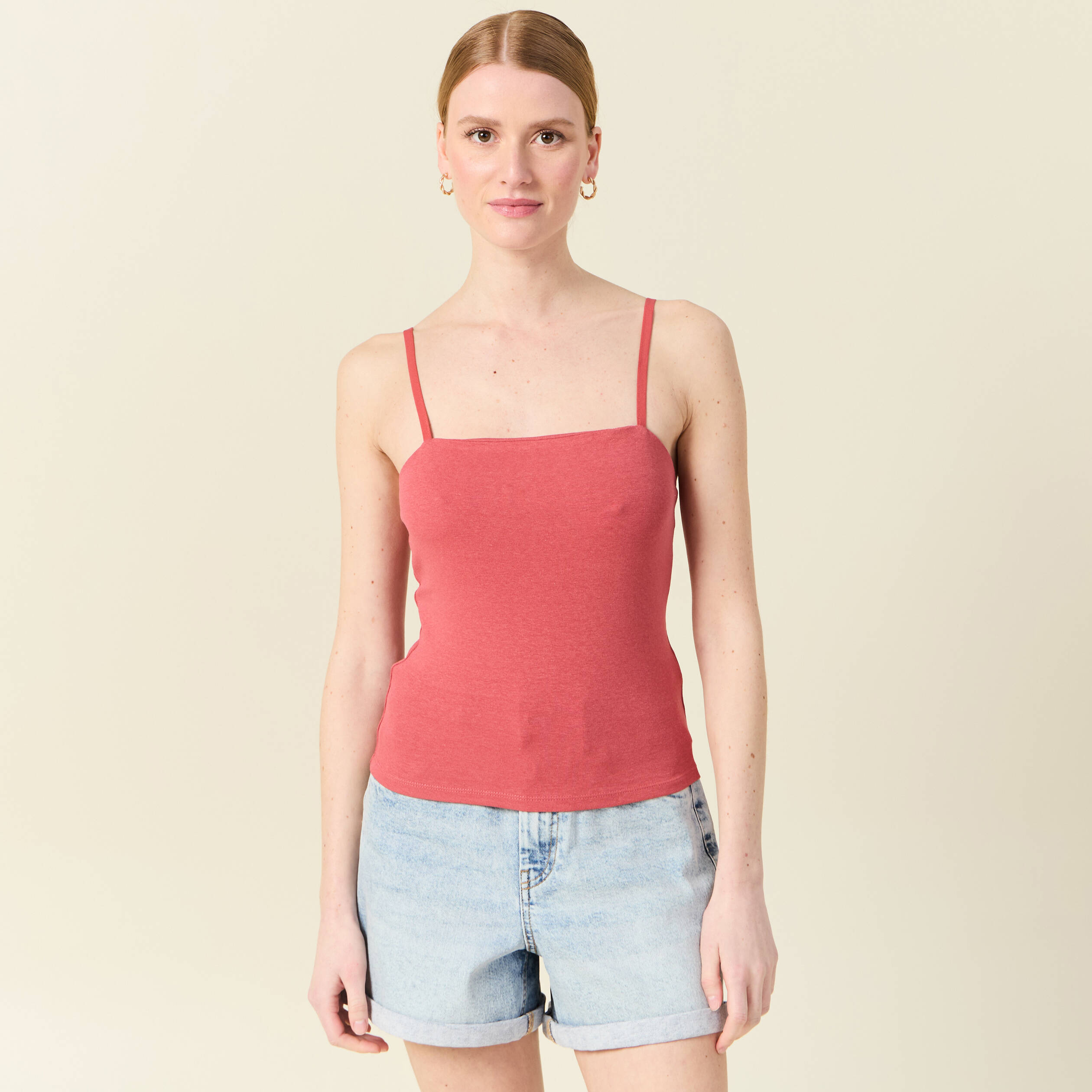 bustier cropped a bretelles terracotta femme Bustier cropped à bretelles terracotta femme