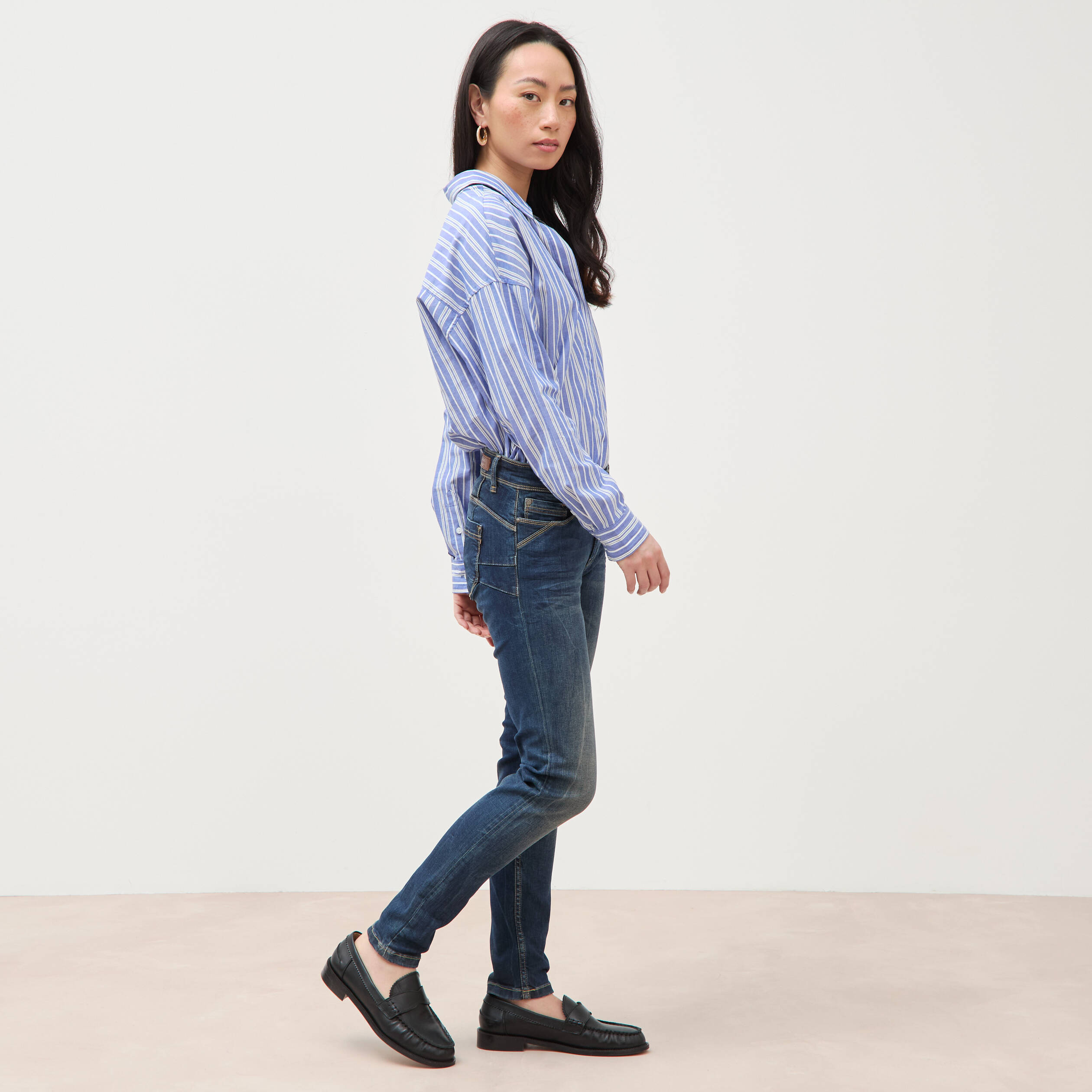 Jeans skinny push up 7/8&egrave;me denim brut femme