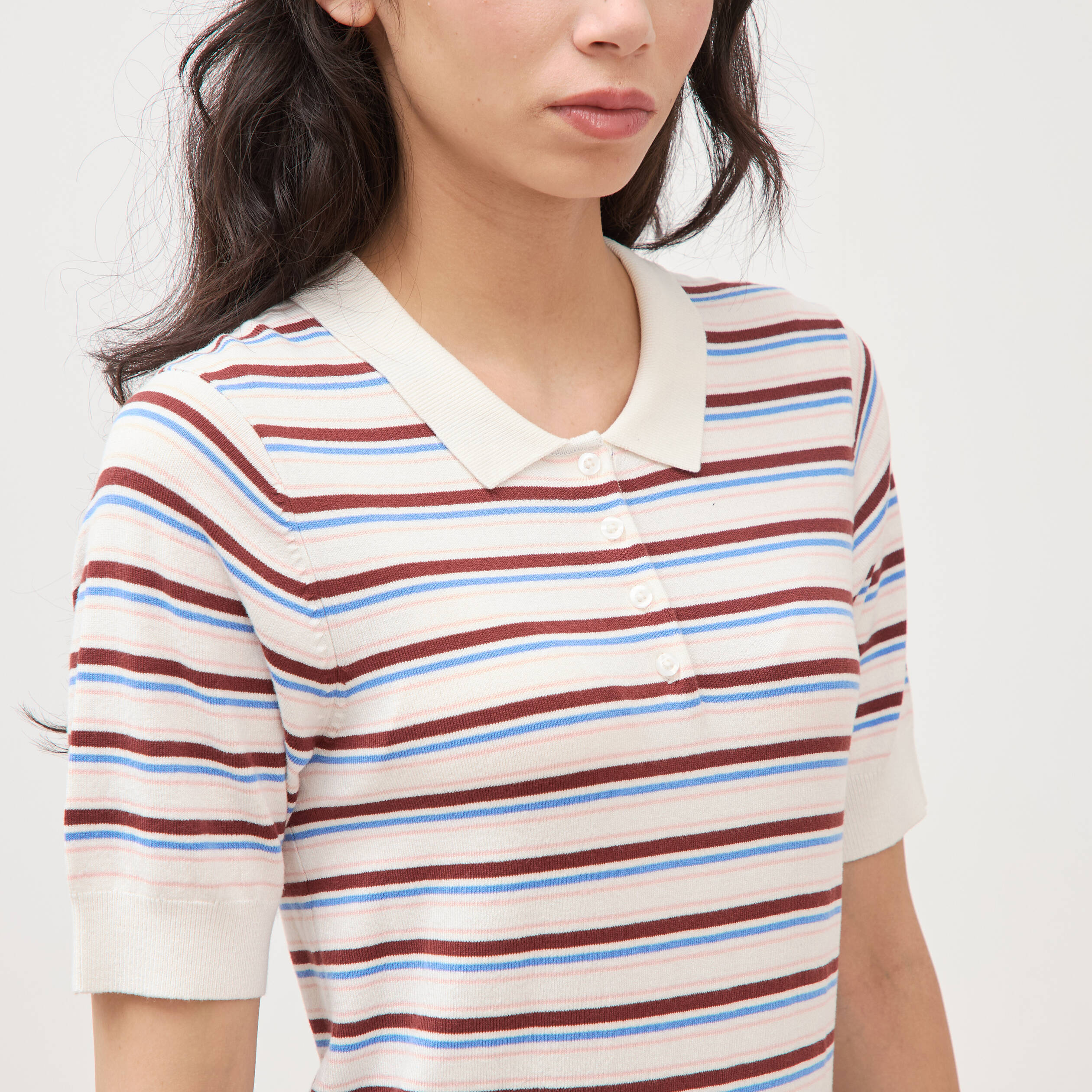 Polo manches courtes ecru femme