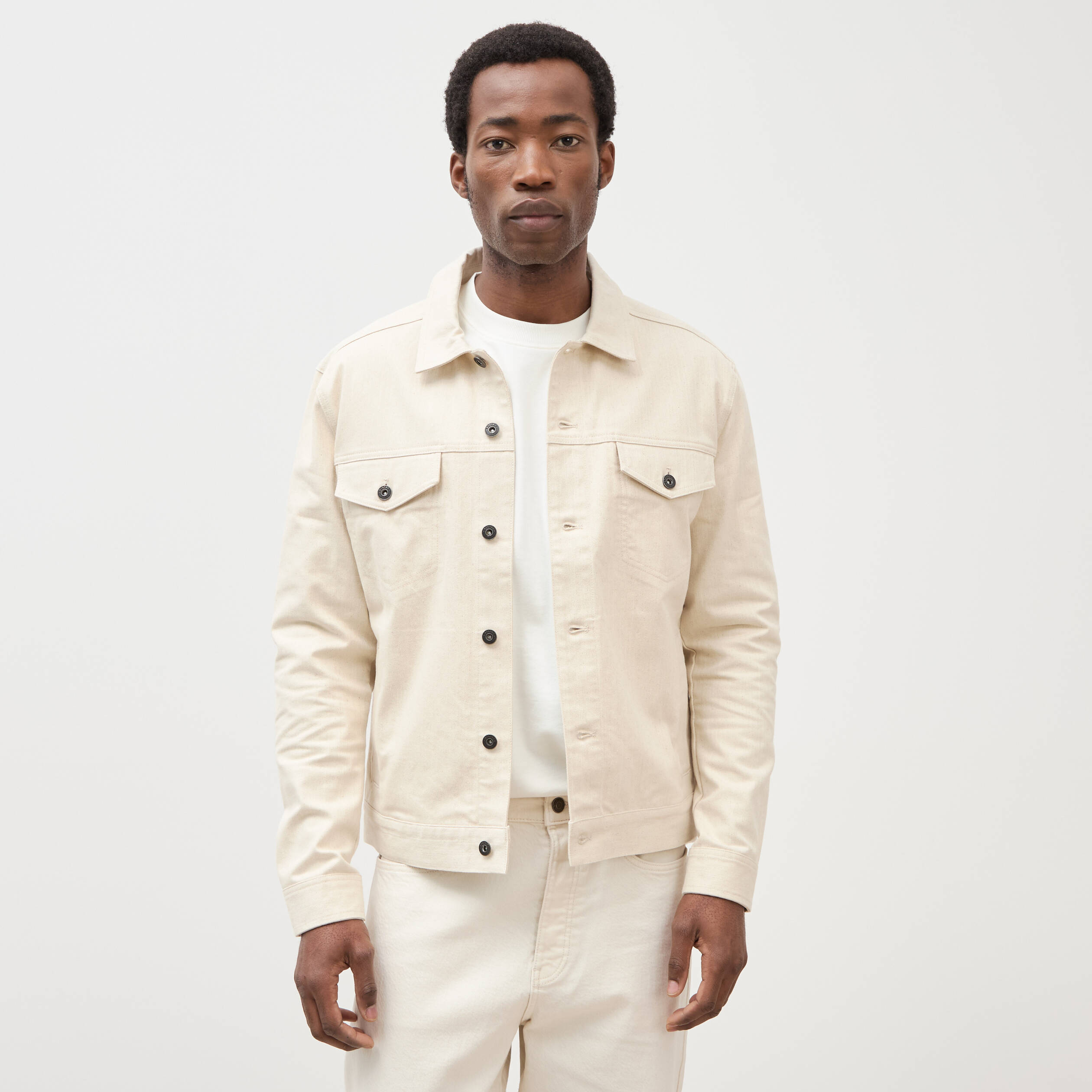 Veste manches longues col classique ecru homme