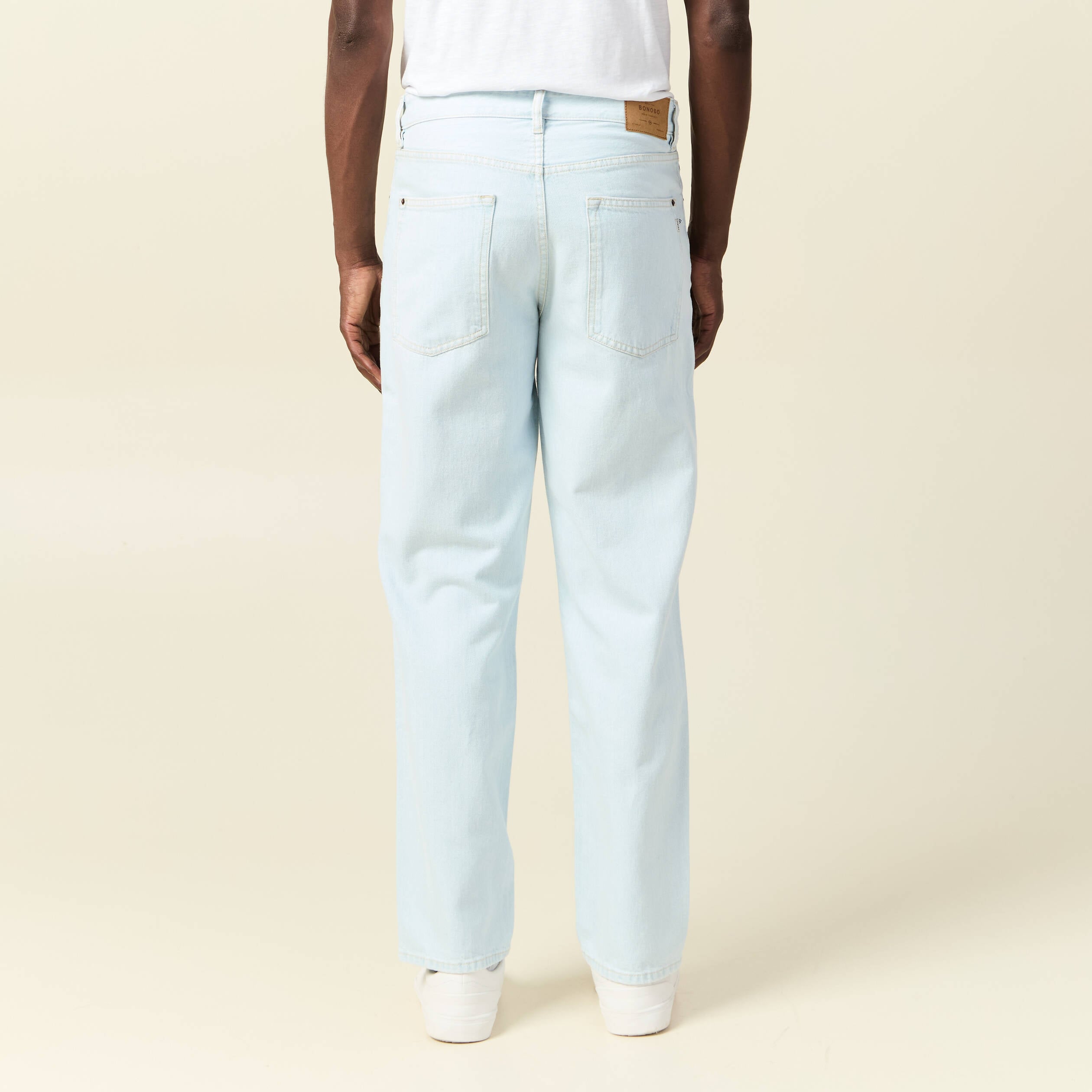 Jeans relax 5 poches denim bleach homme