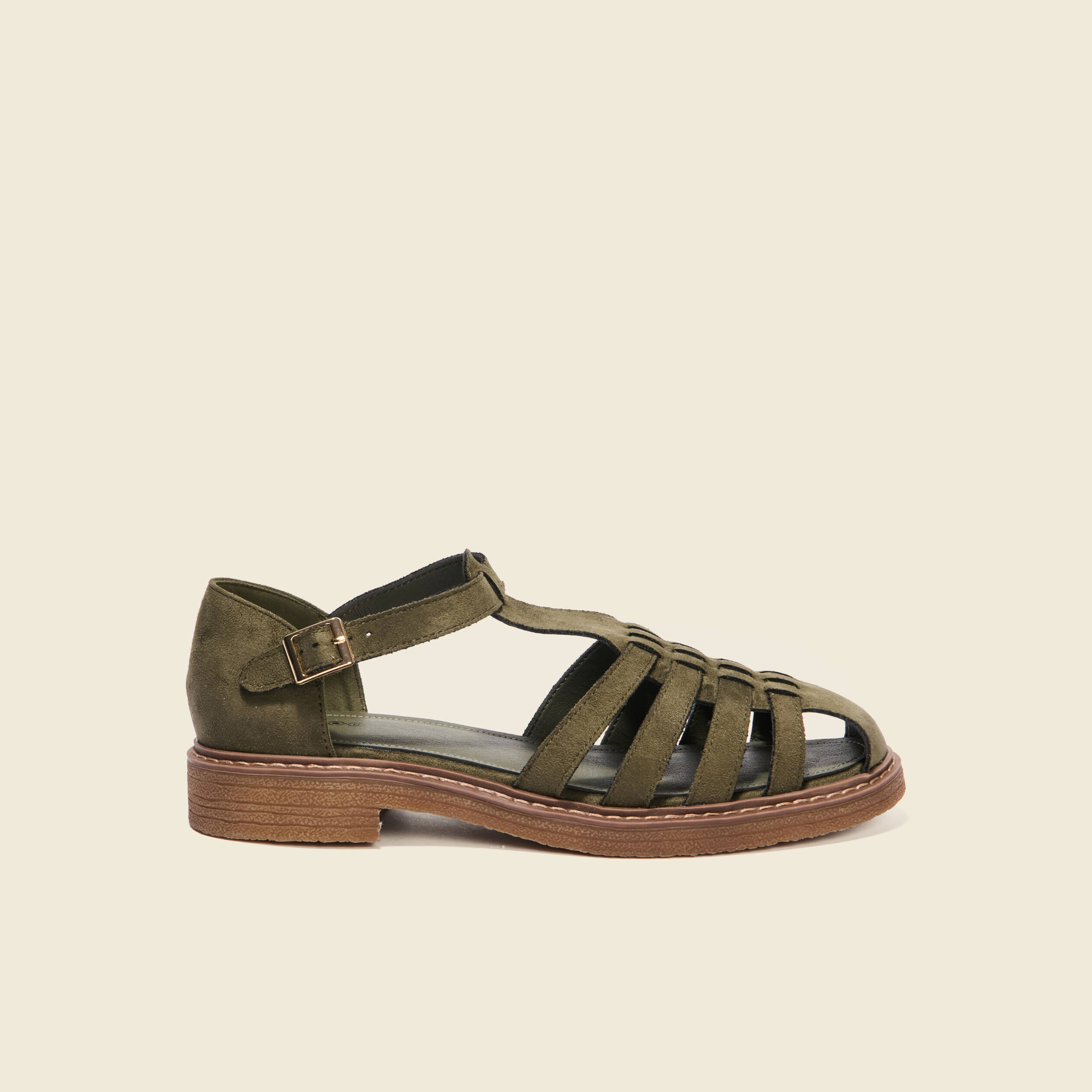 sandales plates metallisees vert kaki femme Sandales plates métallisées vert kaki femme