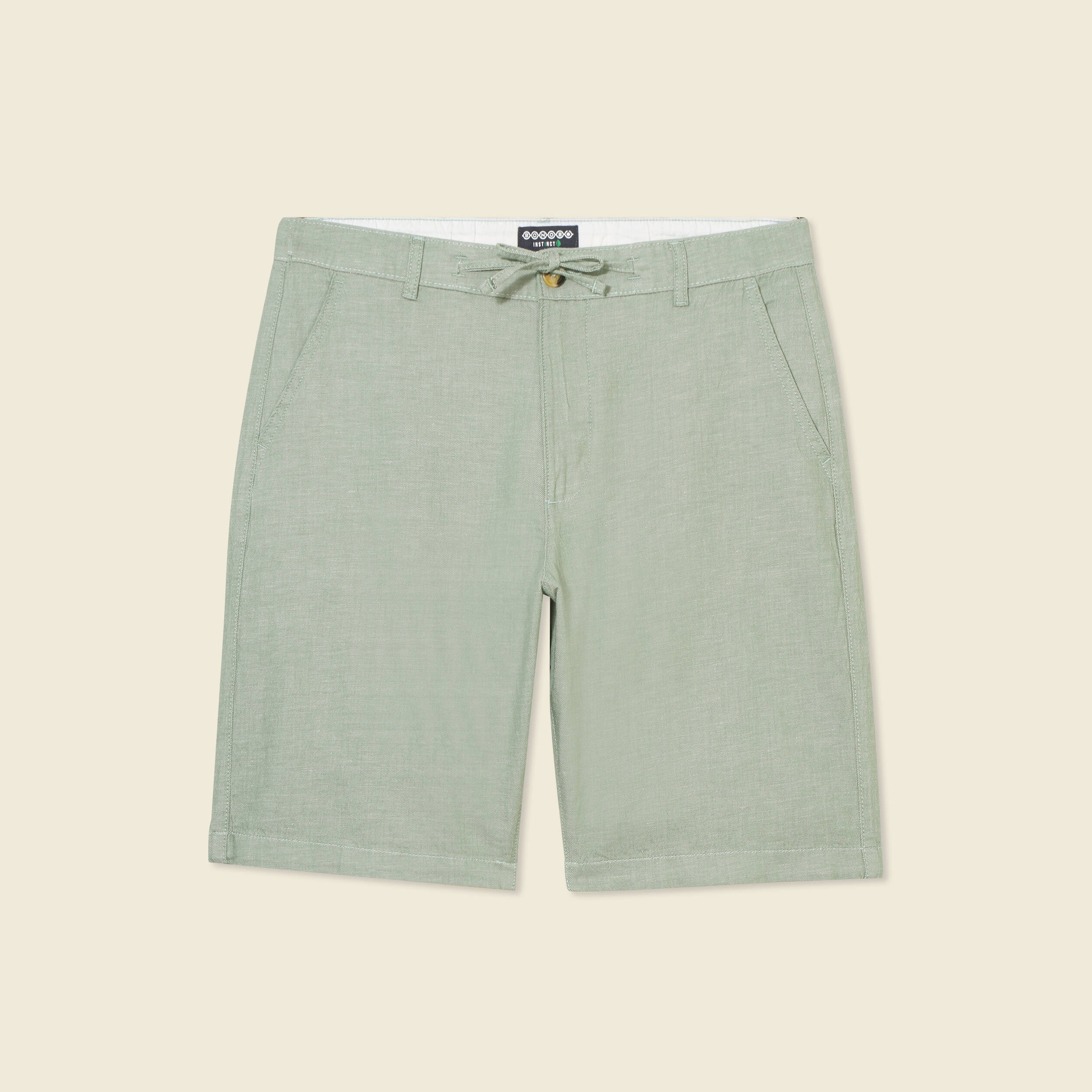 Bermuda droit vert olive homme