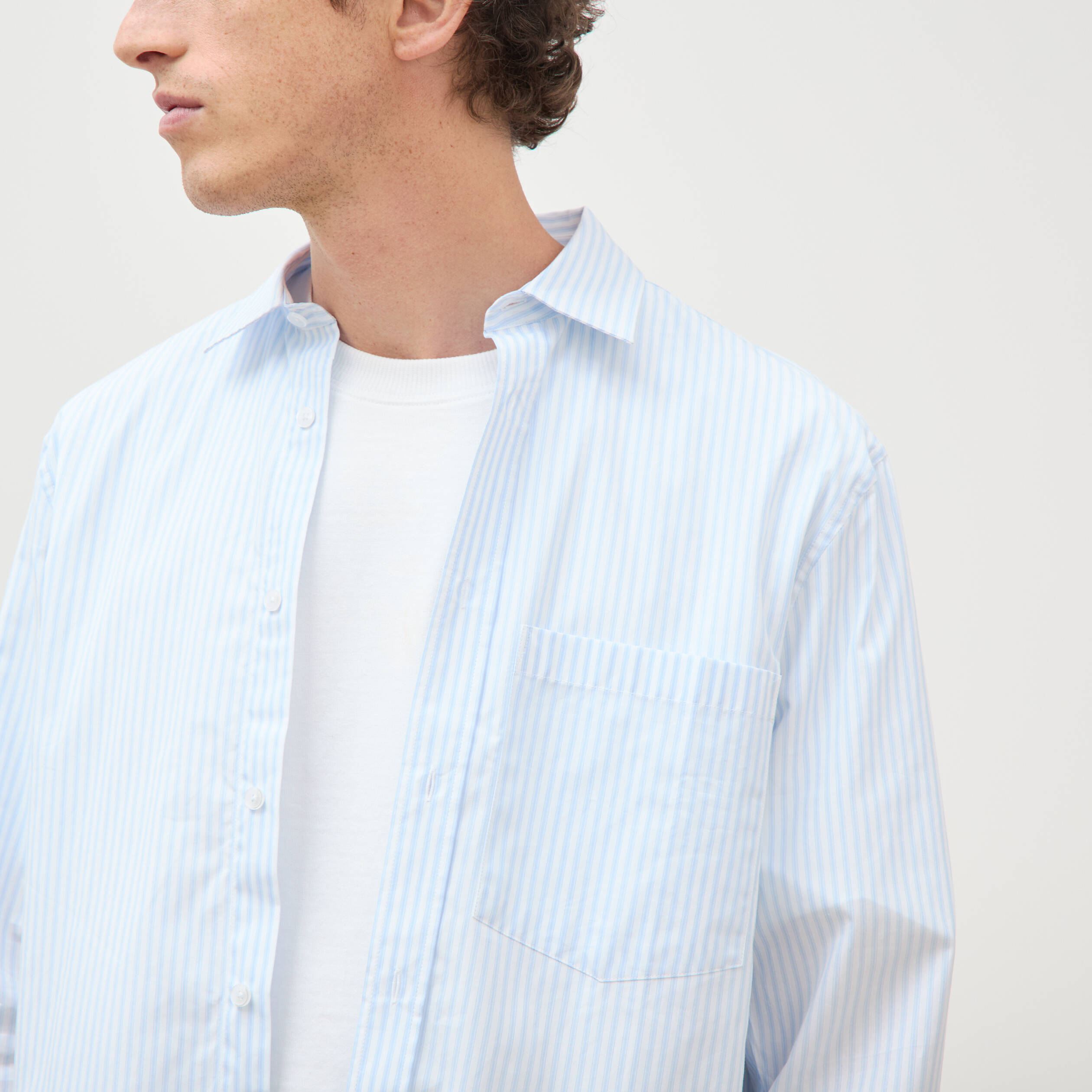 Chemise boyfriend en coton ecru homme