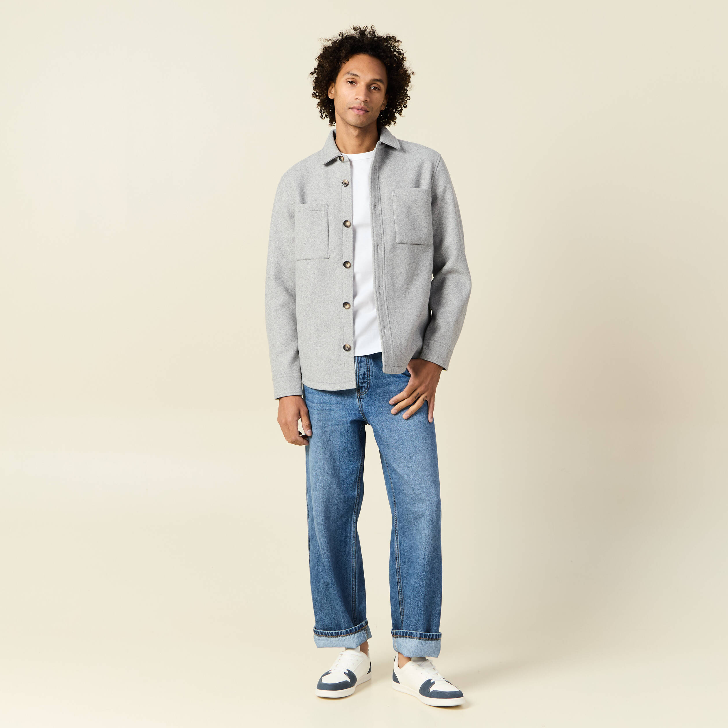 Chemise à rayure gris homme bonobo taille S/36 - Vêtements