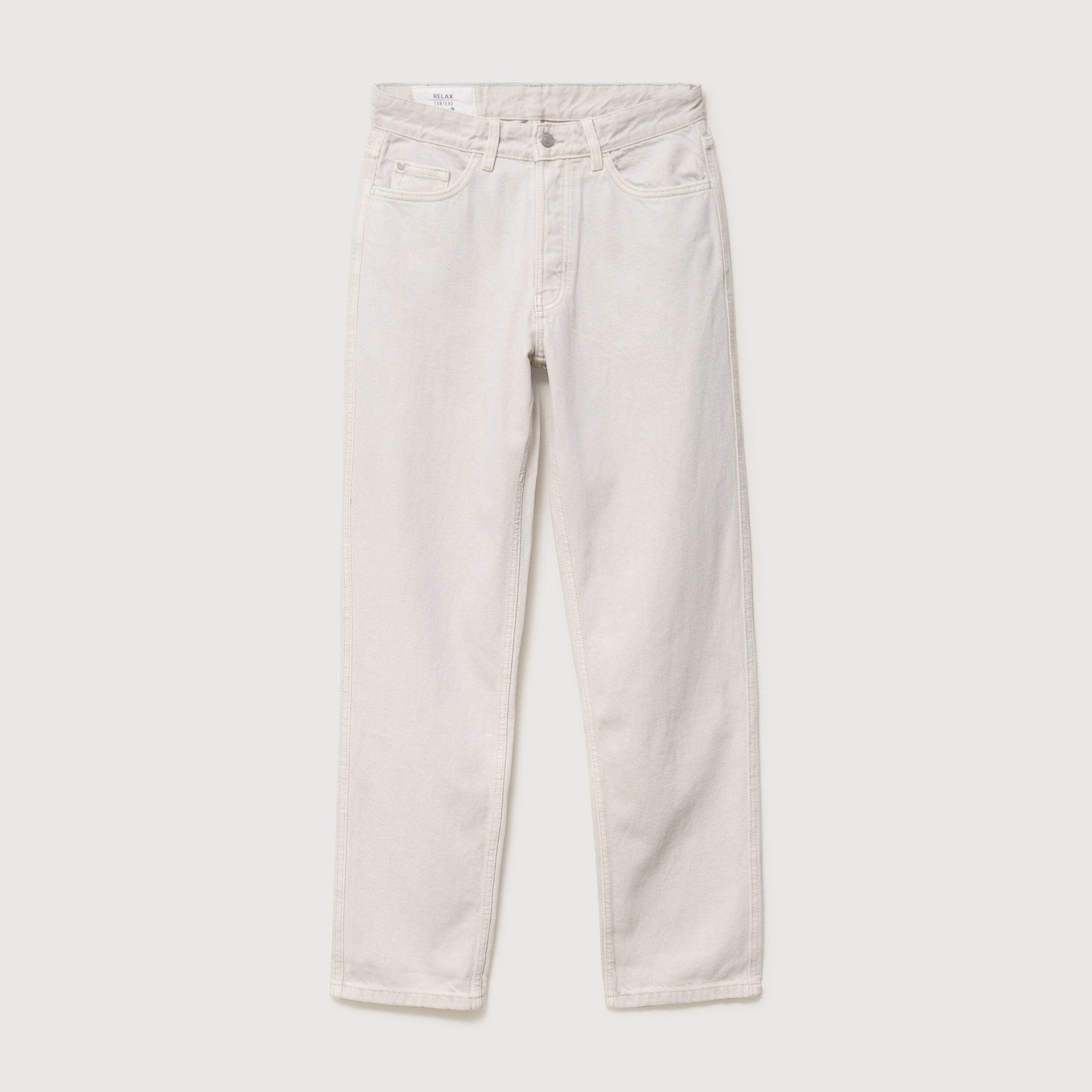 Jeans large longueur 32 en coton beige homme
