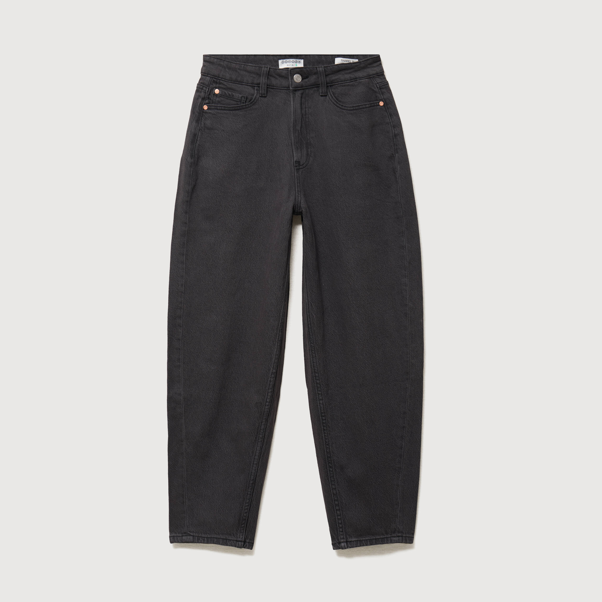 Jeans barrel taille haute 7/8&egrave;me denim gris femme