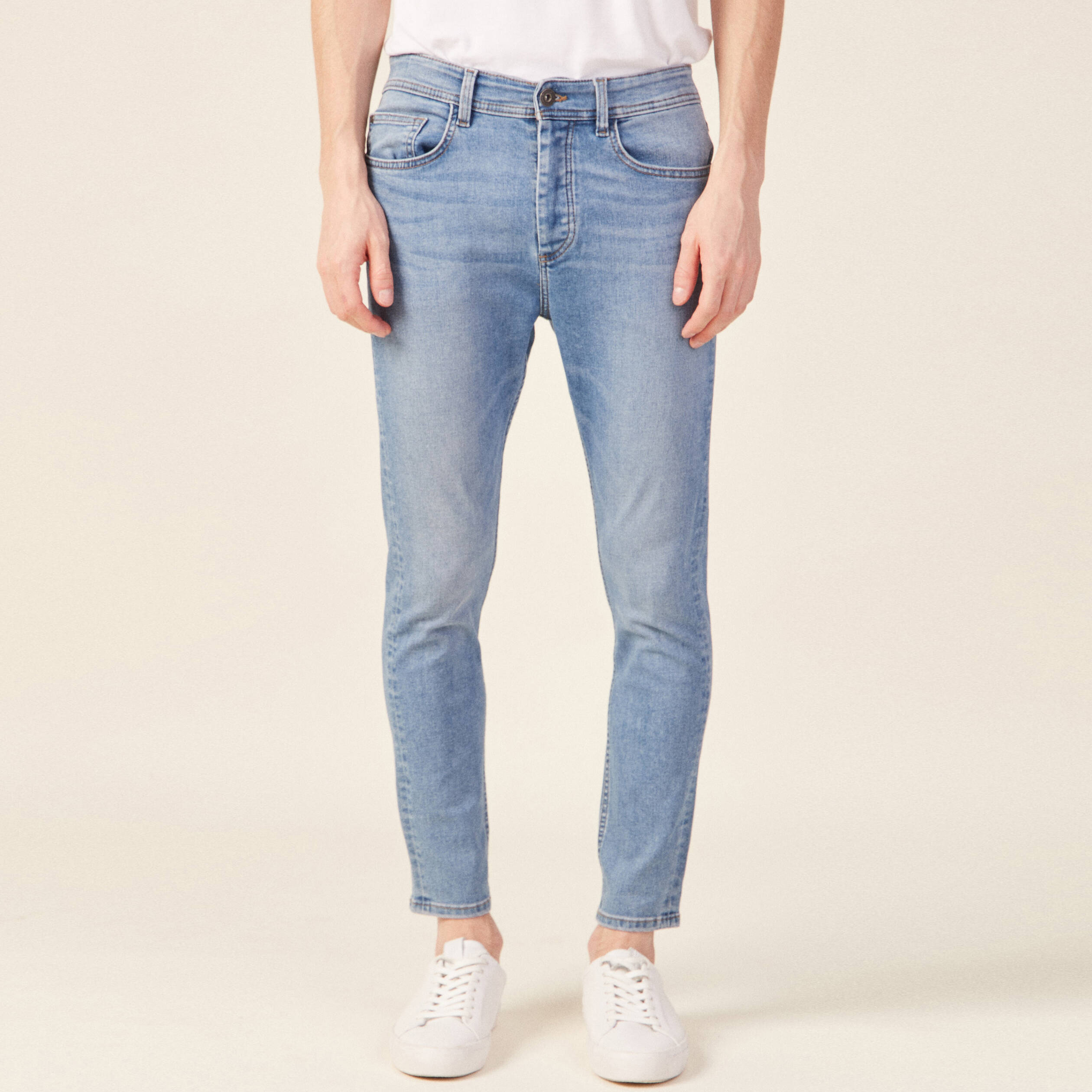 jeans tapered 5 poches denim used homme Jeans tapered 5 poches denim used homme