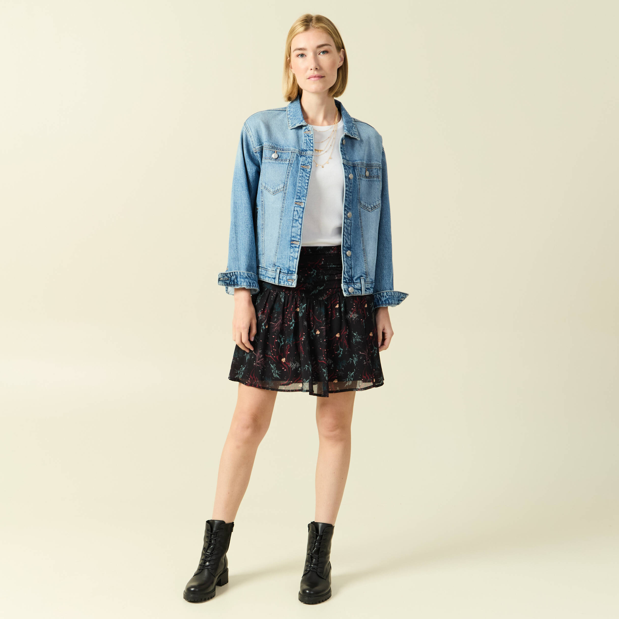 Jupe avec doublure noir femme