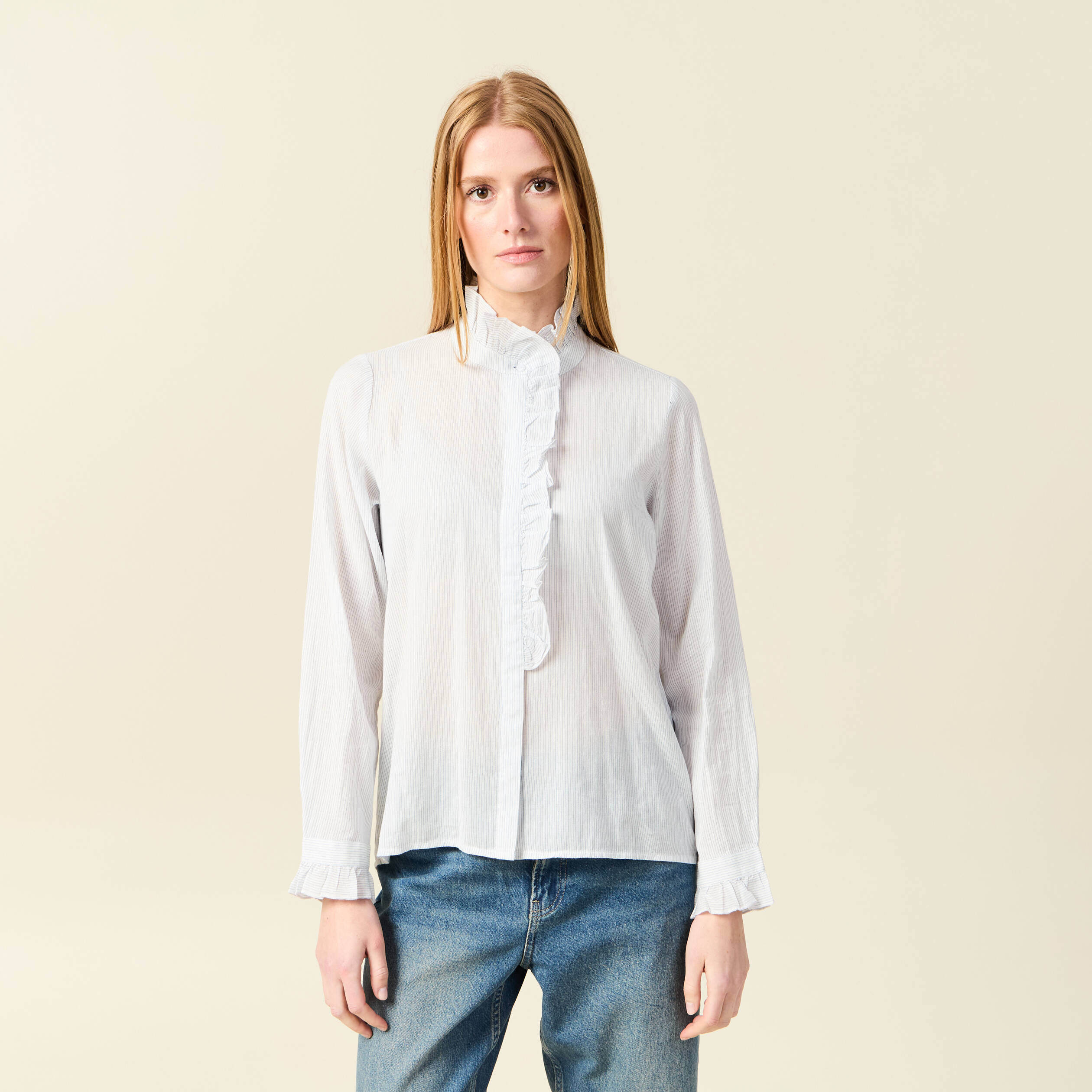 Chemise Noble Outfitters Femme - Manches Longues Blanche - Équitation - Taille L