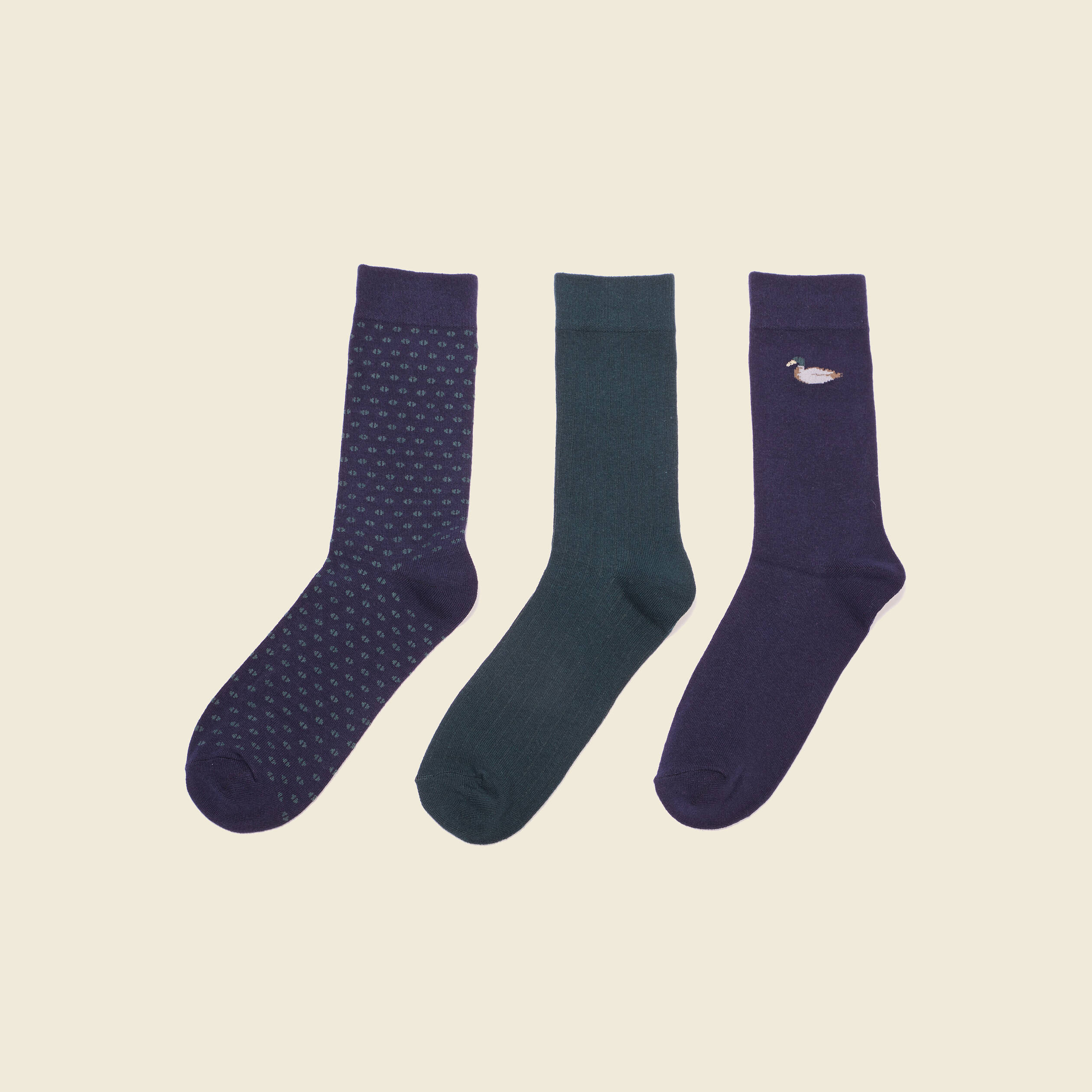 Lot 3 paires chaussettes vert fonc&eacute; homme