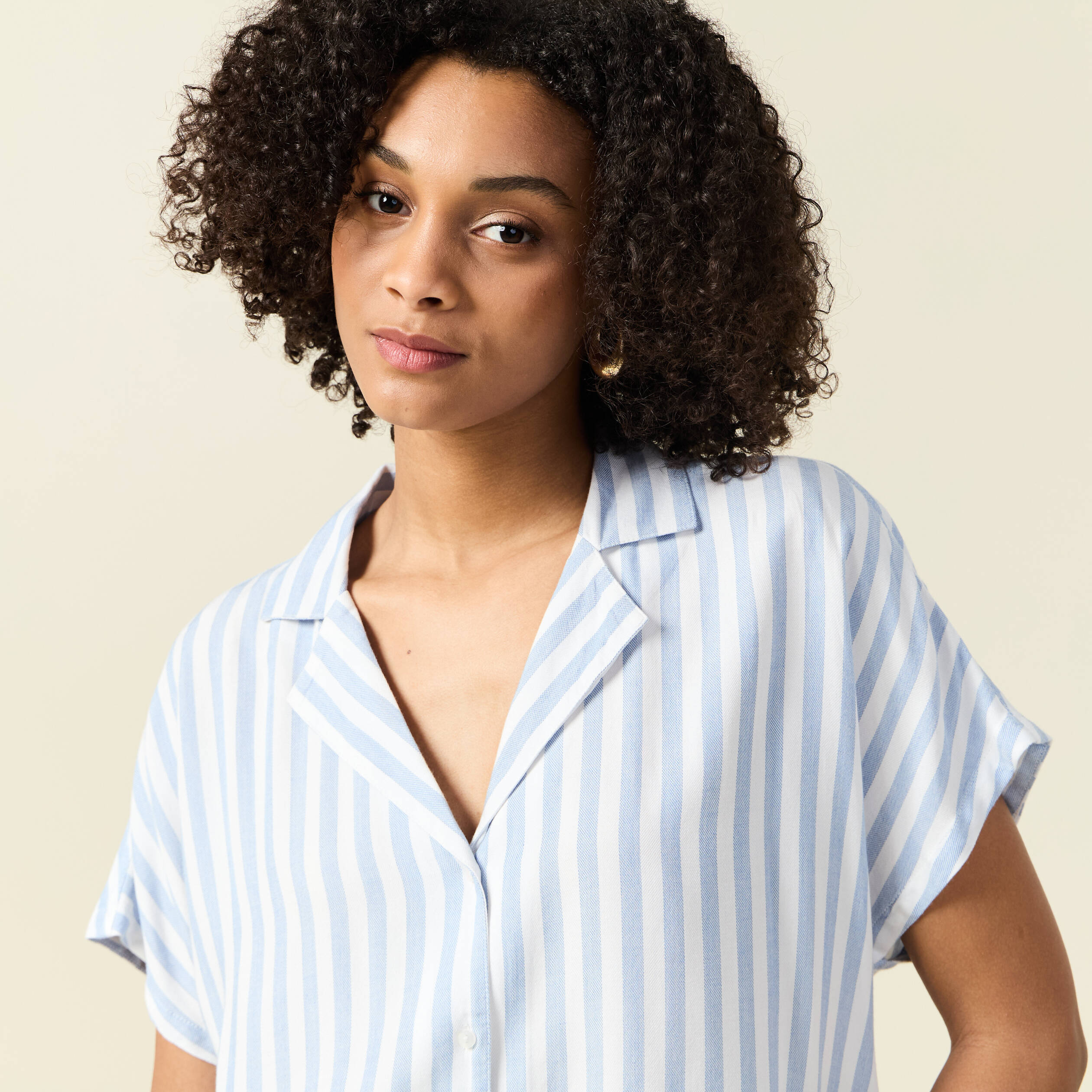 Chemise manches 3/4 bleu femme