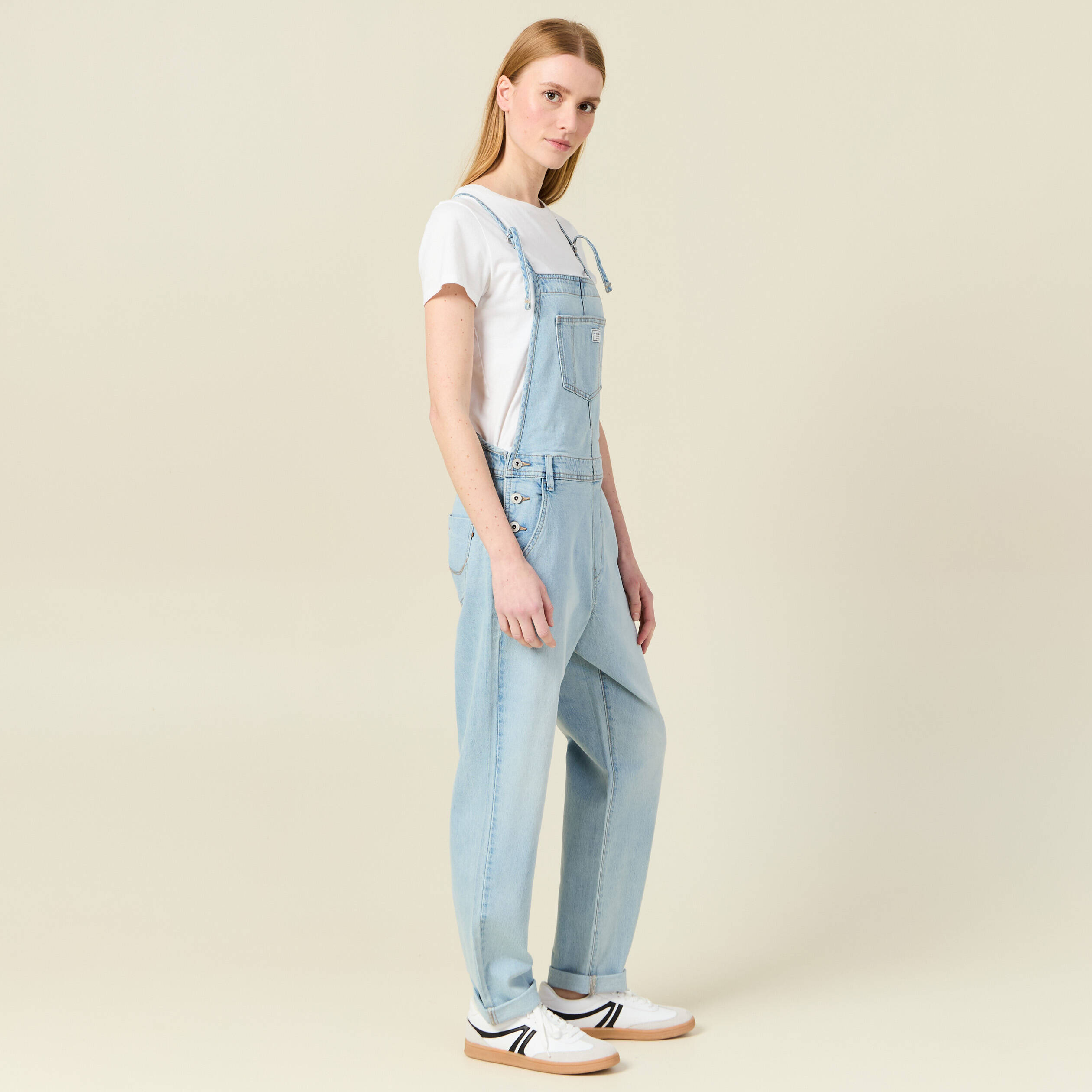 salopette droite en jean denim used femme Salopette droite en jean denim used femme