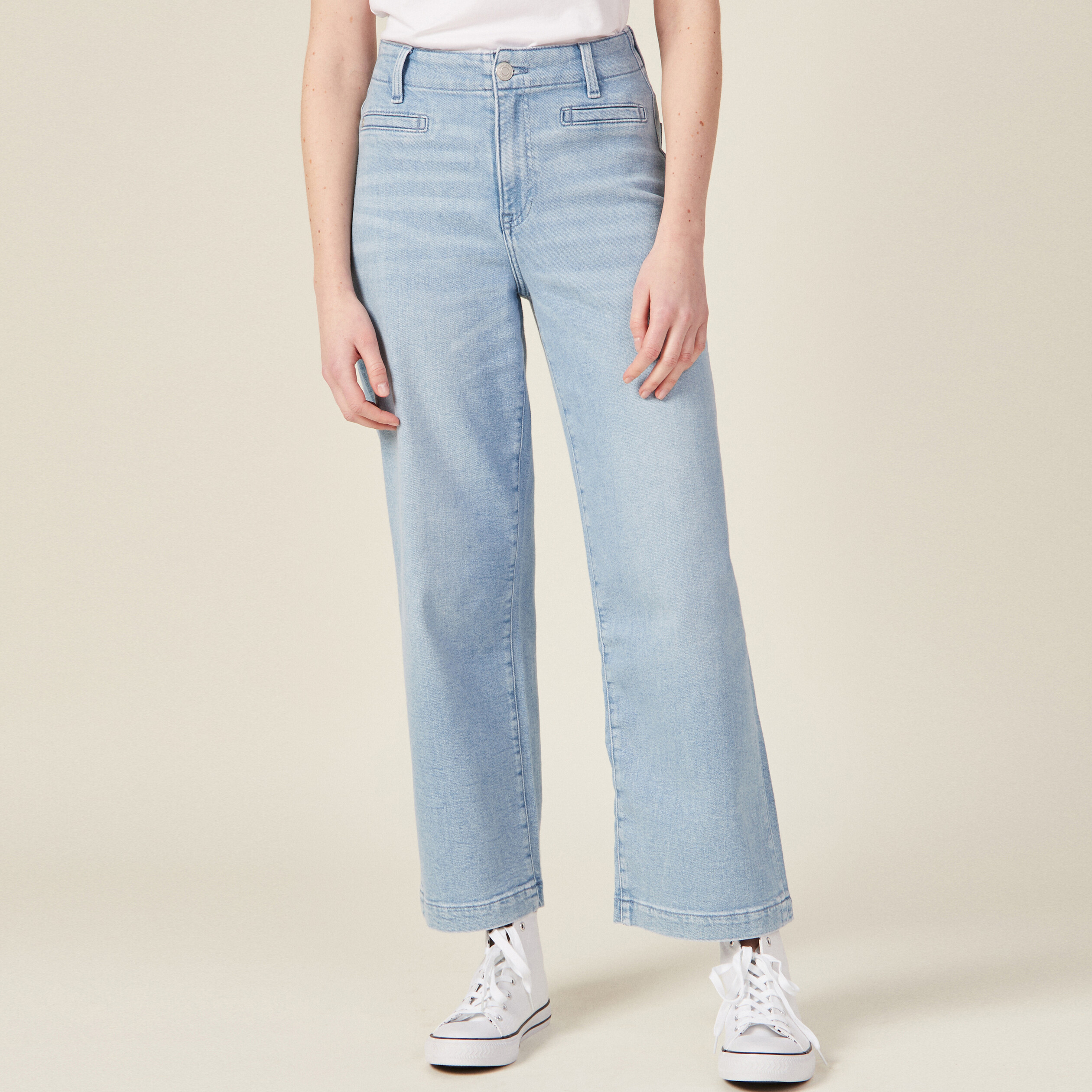Jeans flare denim bleach femme
