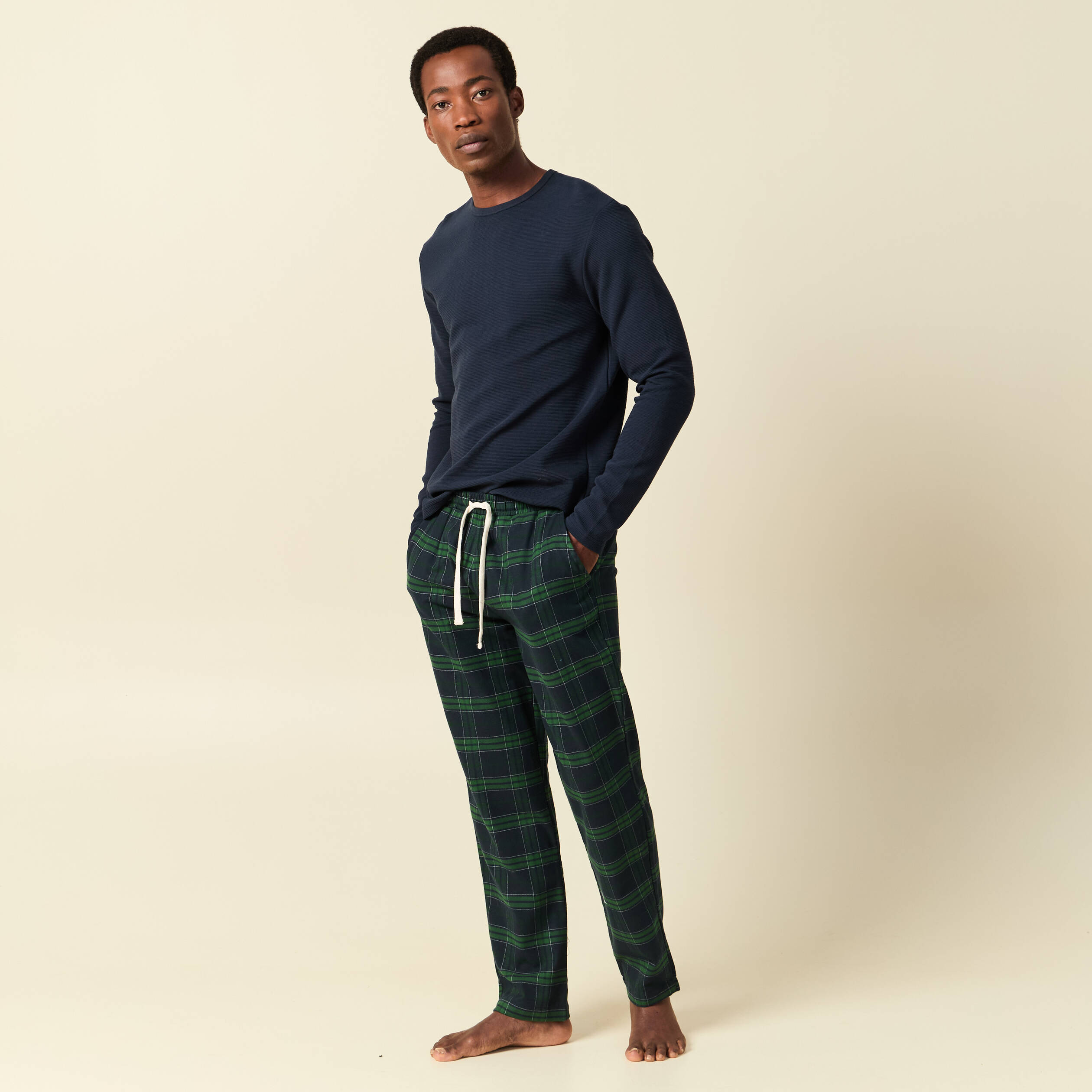 Pyjama haut et bas bleu marine homme